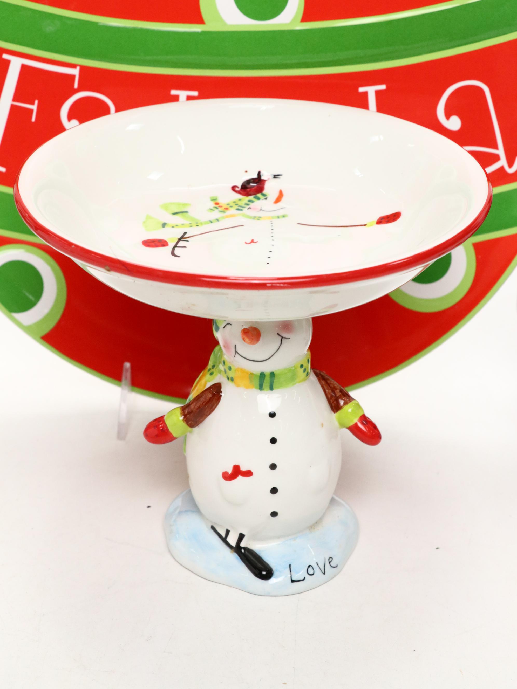 Target Ceramic Snowman Cake Stand with Fitz & Floyd Ceramic Box and More