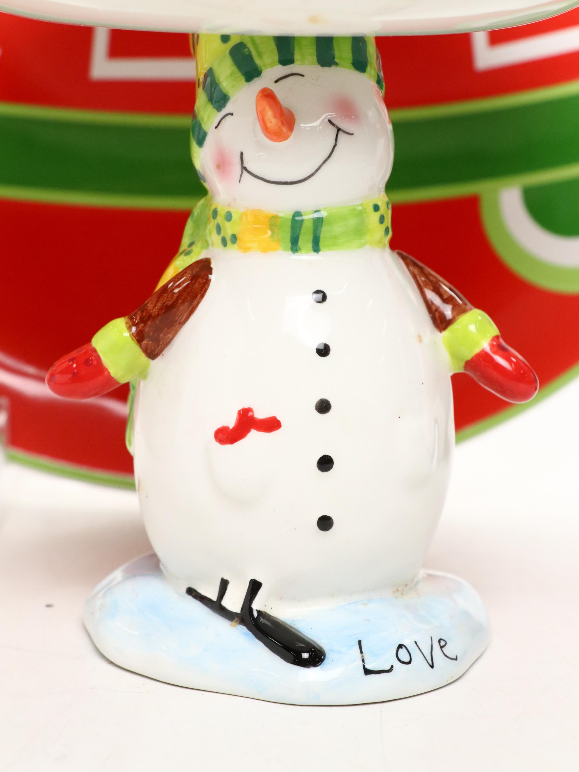 Target Ceramic Snowman Cake Stand with Fitz & Floyd Ceramic Box and More