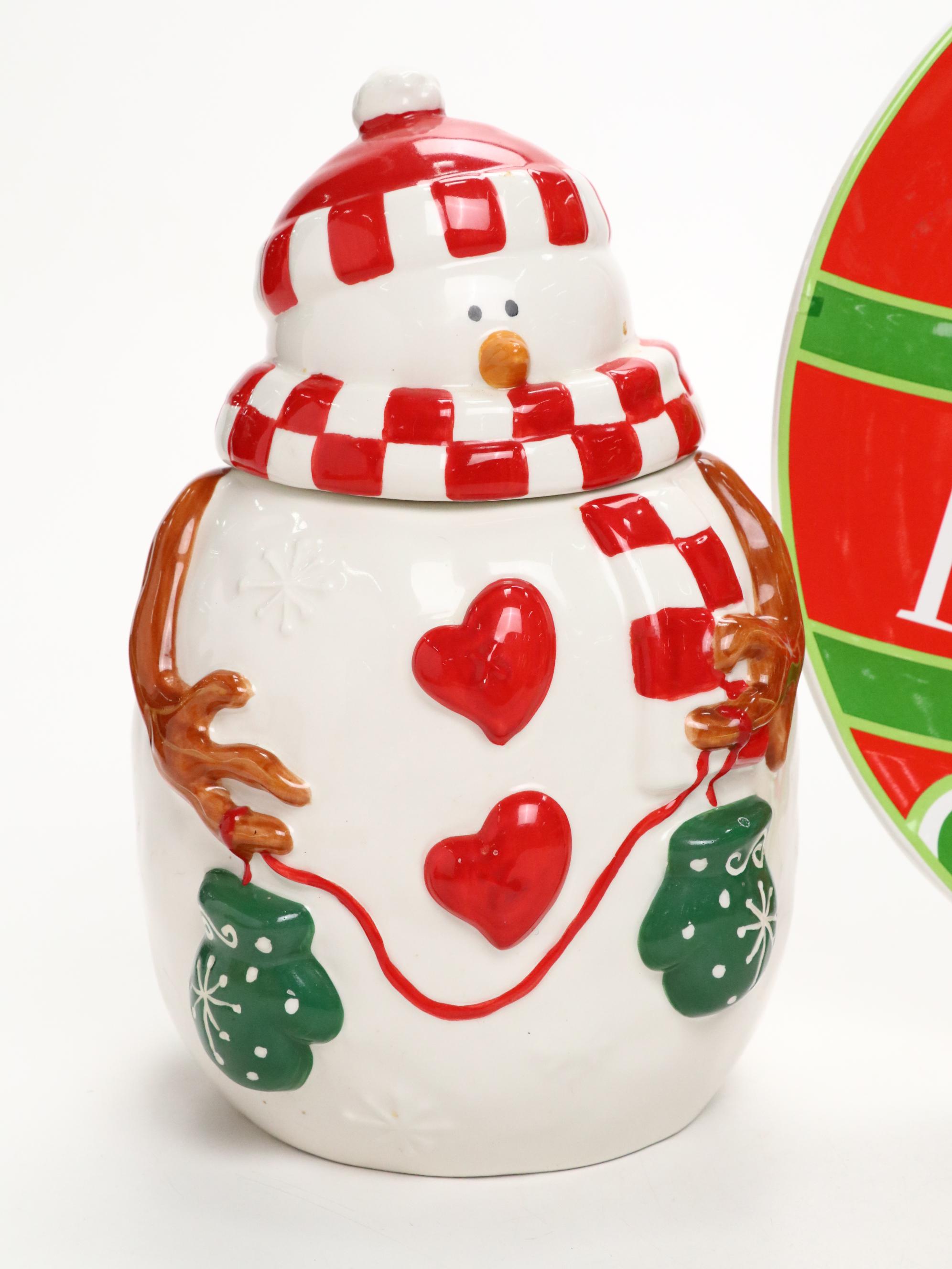 Target Ceramic Snowman Cake Stand with Fitz & Floyd Ceramic Box and More