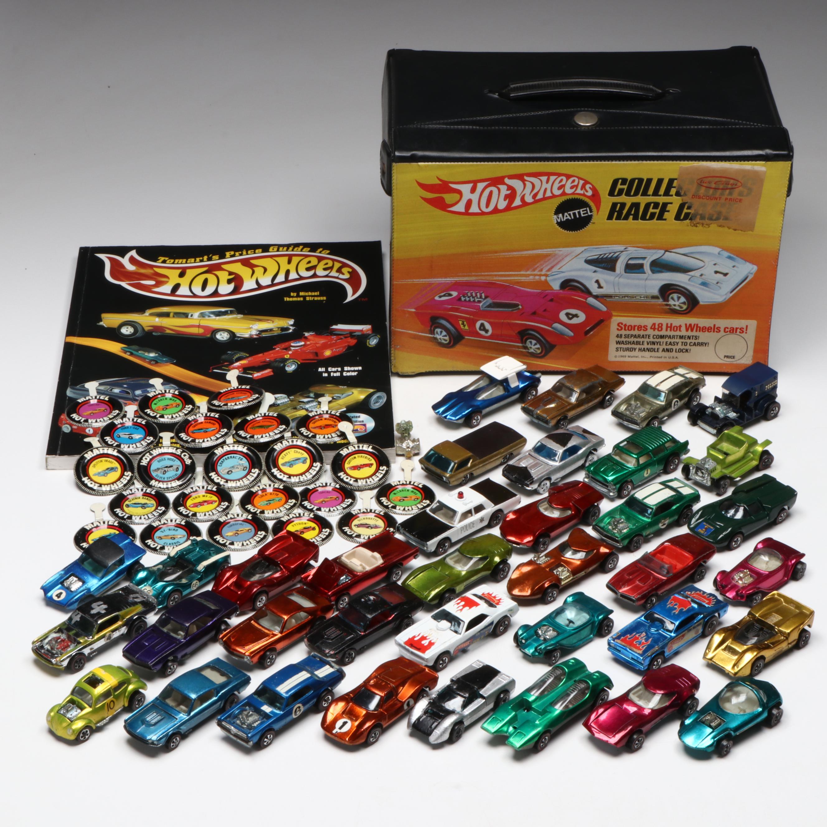 Mattel Hot Wheels Toy Cars with Badges, Case and Price Guide Book
