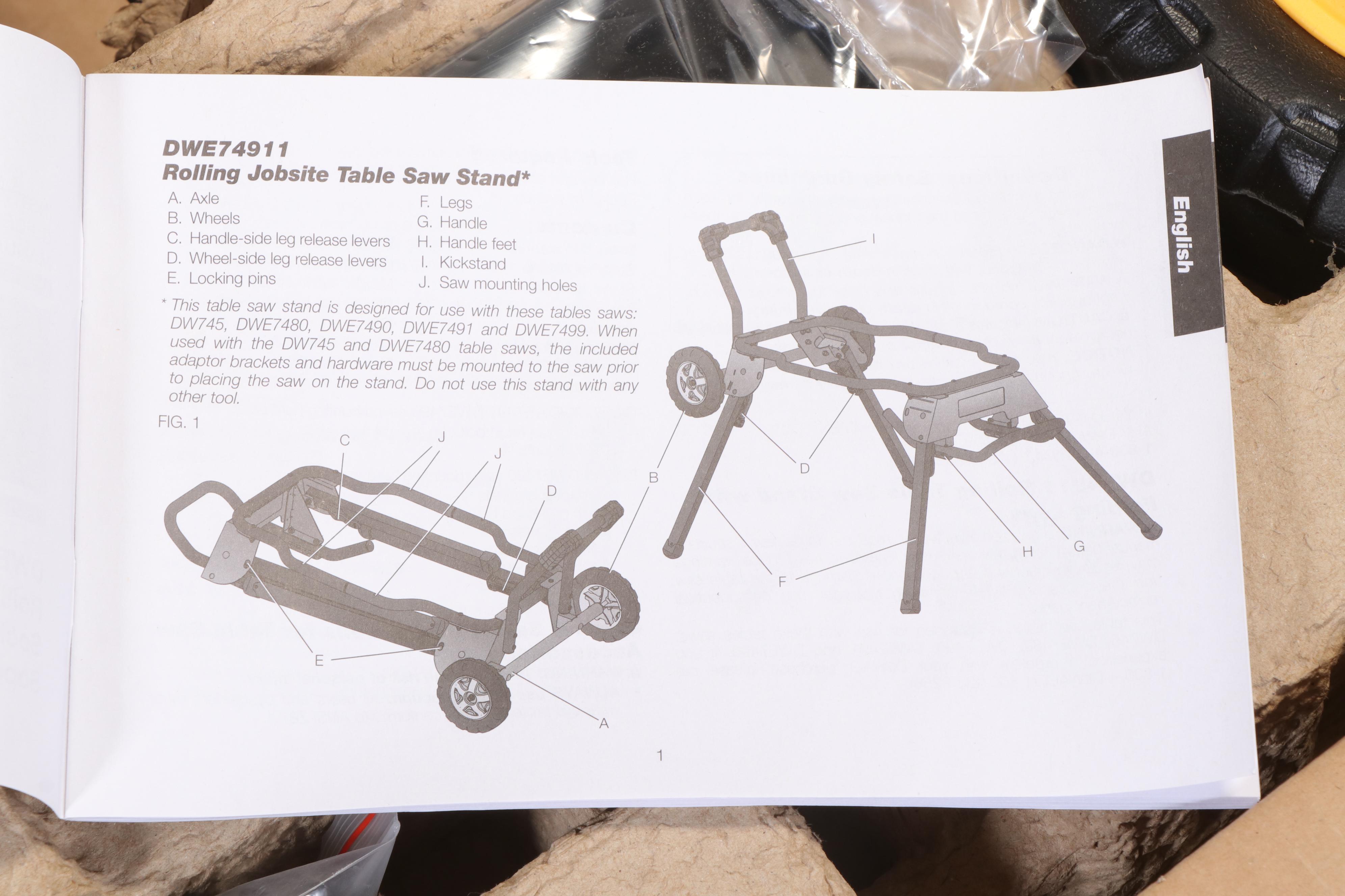 DeWalt DW745 Compact Job Site Table Saw with Rolling Stand