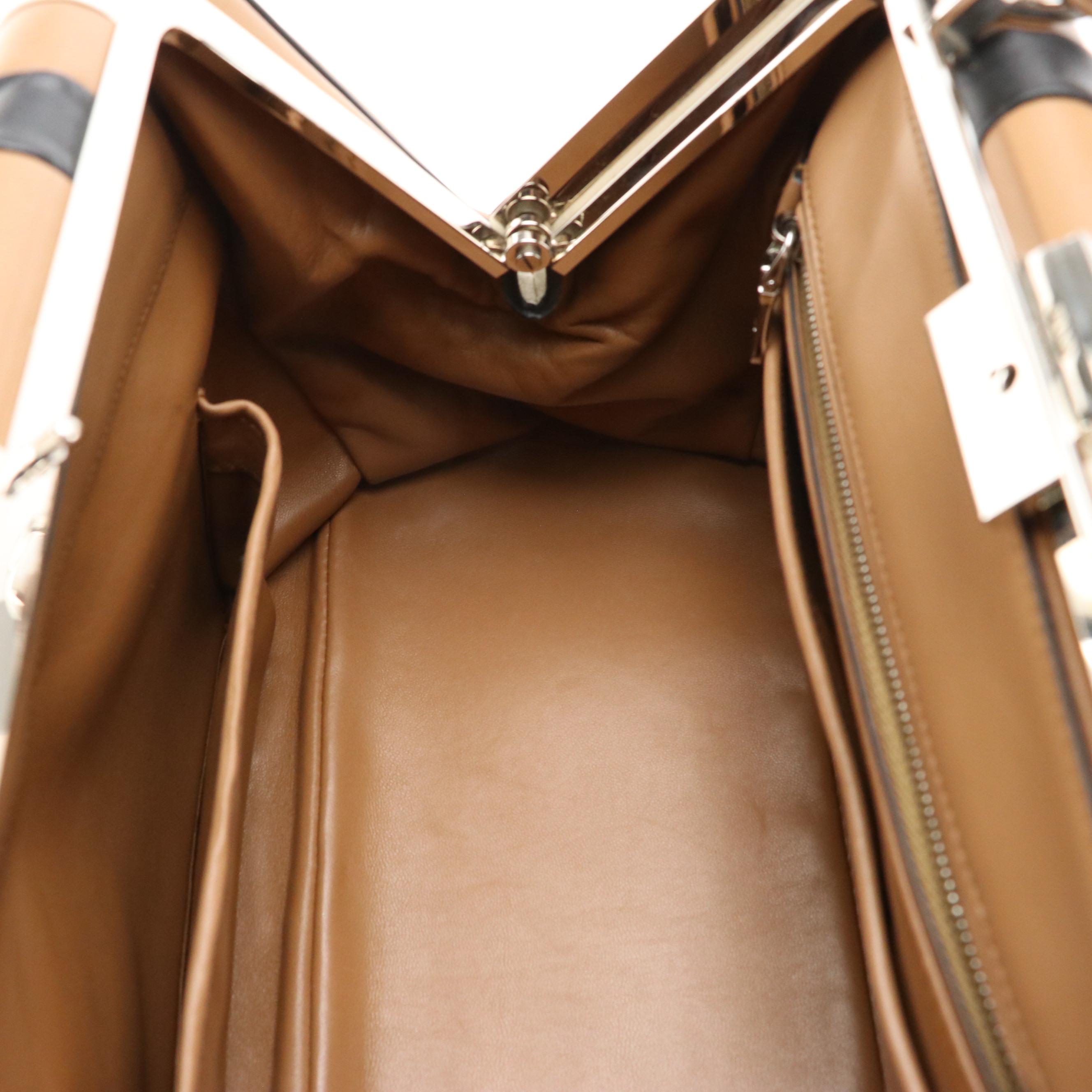 Prada Baiadera Frame Bag in Tricolor Calfskin Leather with Kiss-Lock Pouch