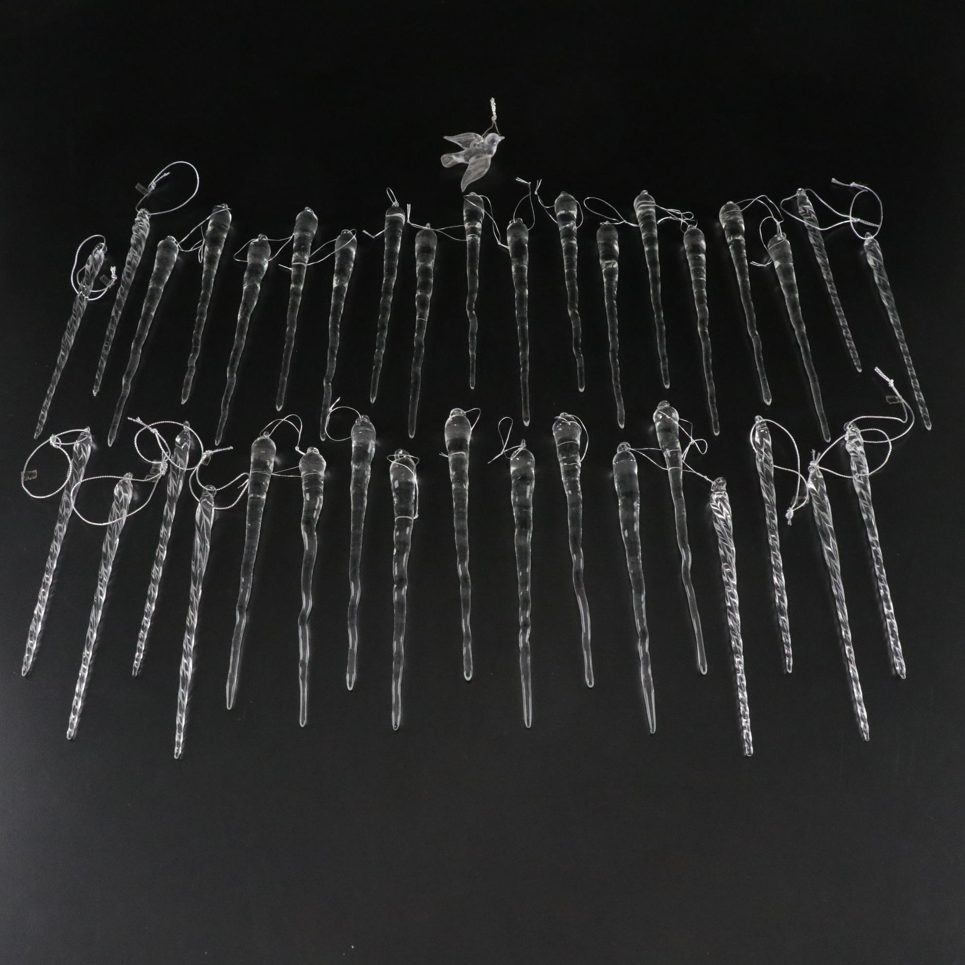 Glass Icicle Christmas Ornaments