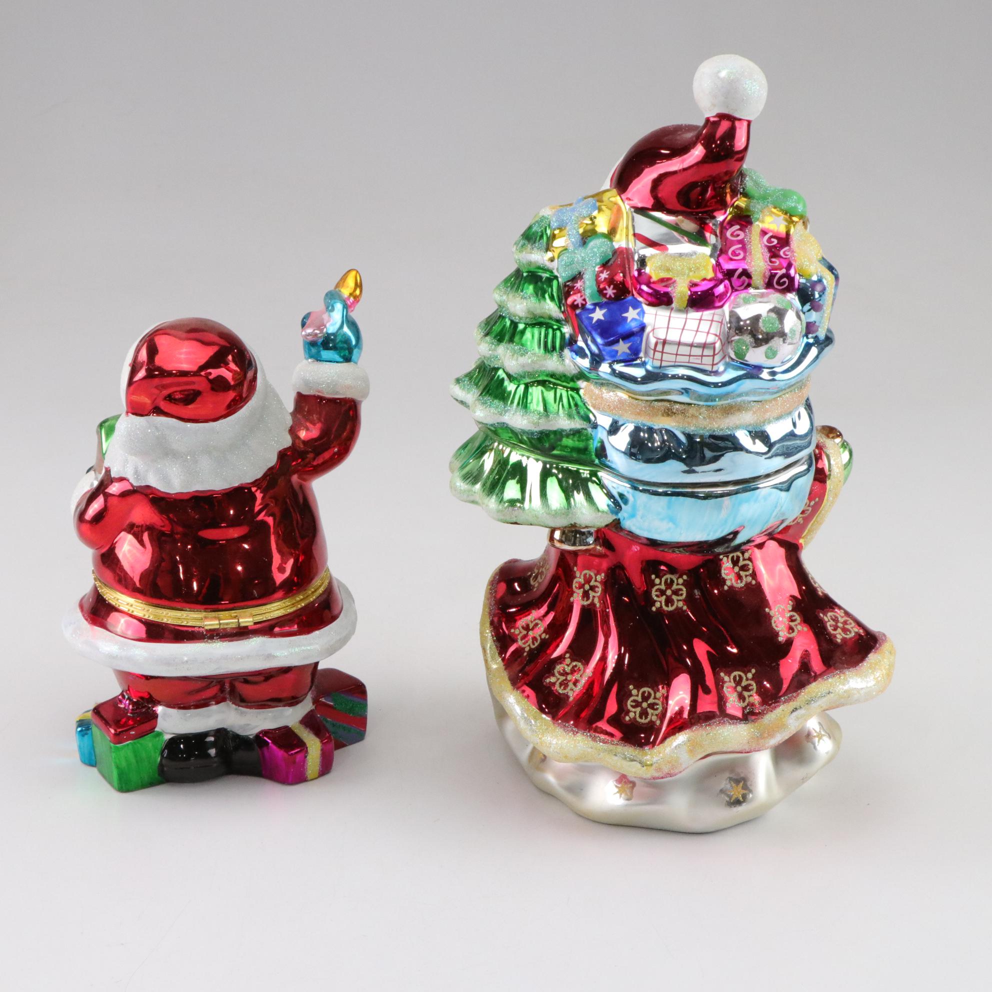 Christopher Radko "Magnificent Journey" & "Last Minute Touches" Santa Candy Jars