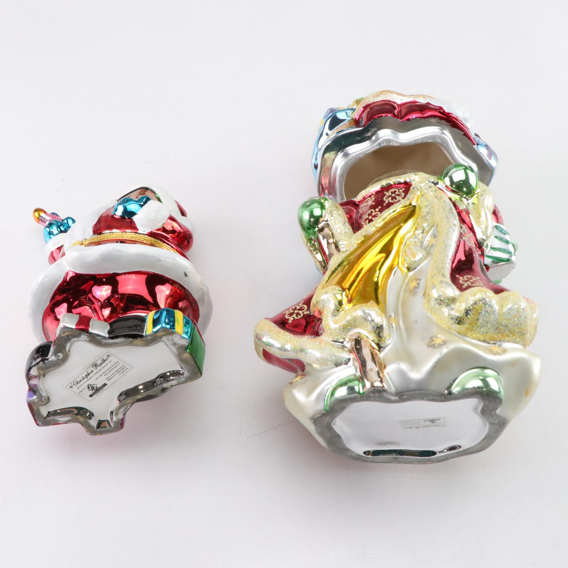 Christopher Radko "Magnificent Journey" & "Last Minute Touches" Santa Candy Jars