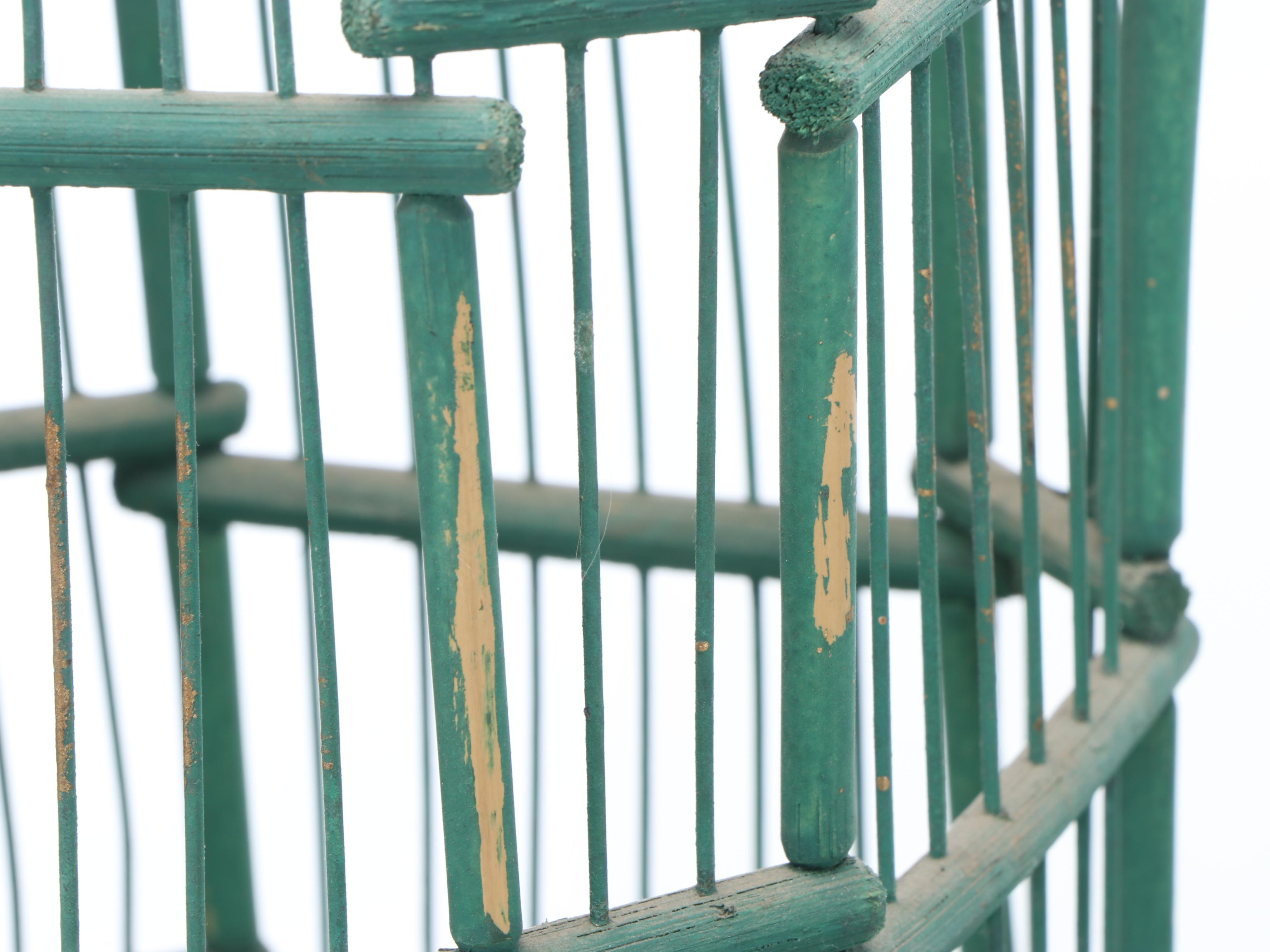 French Painted Double Pagoda Birdcage, Antique