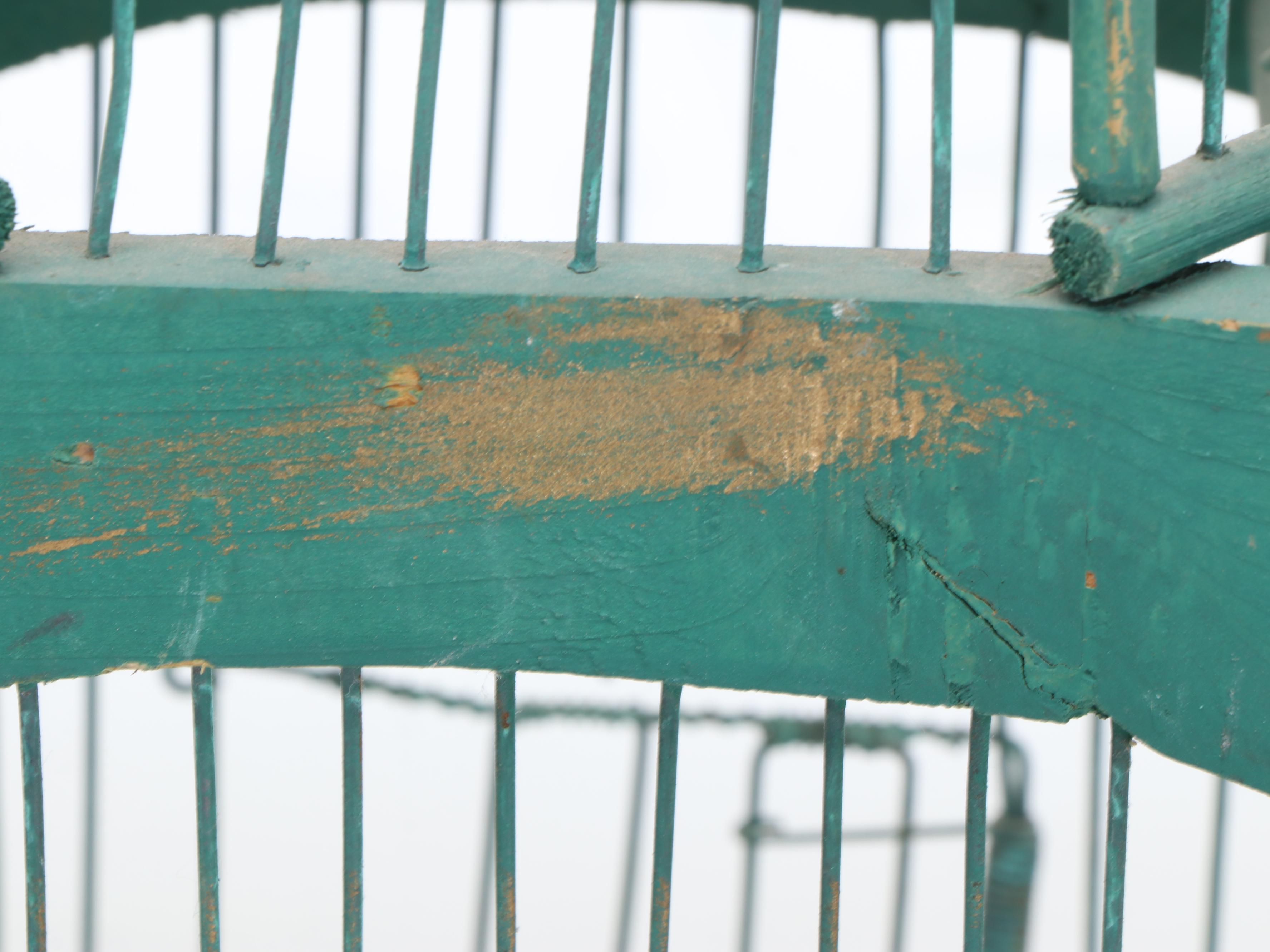 French Painted Double Pagoda Birdcage, Antique