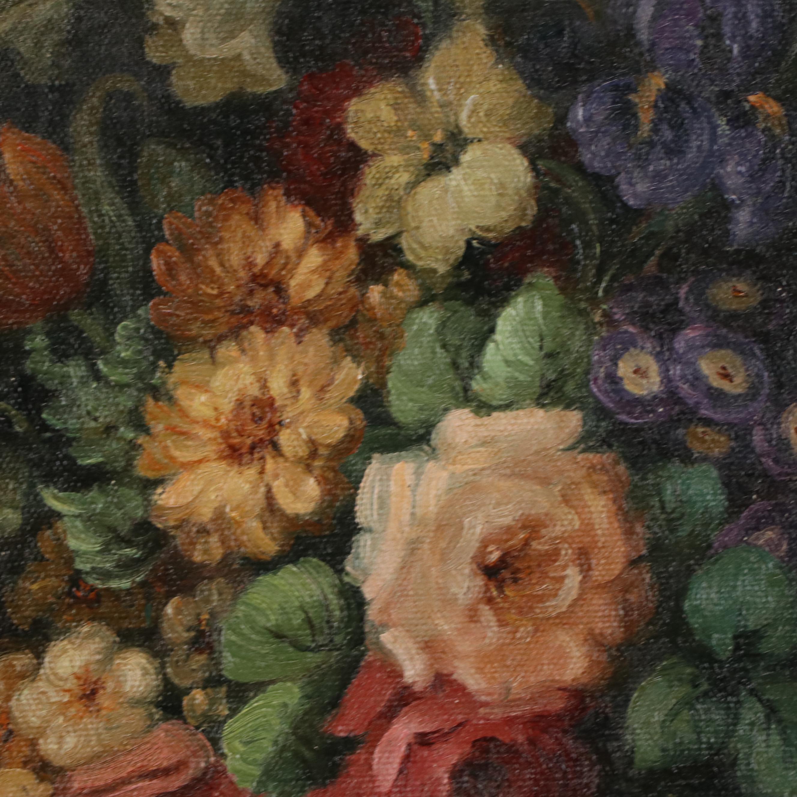 Edith E. Flisher Floral Still Life Oil Painting, Circa 1915