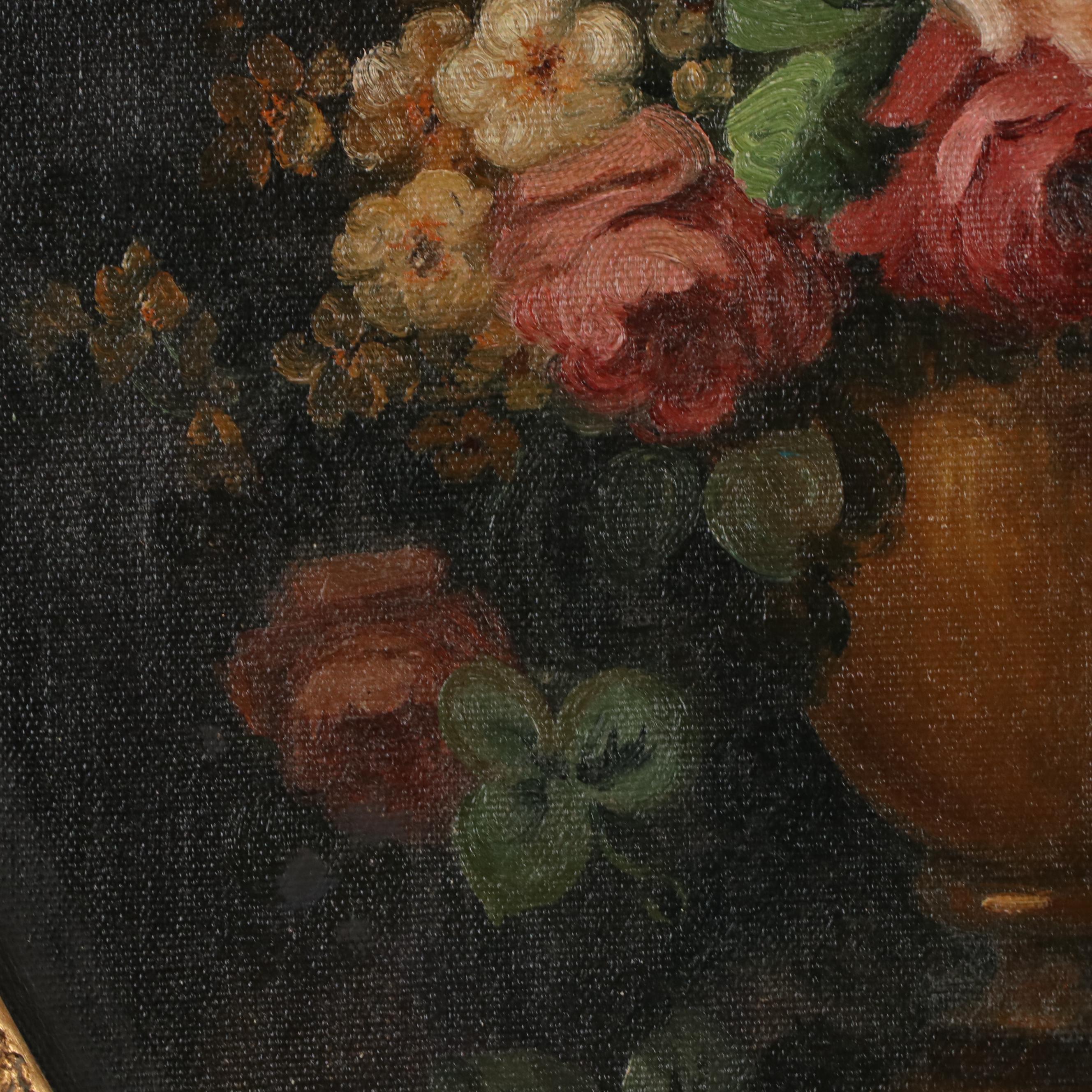 Edith E. Flisher Floral Still Life Oil Painting, Circa 1915