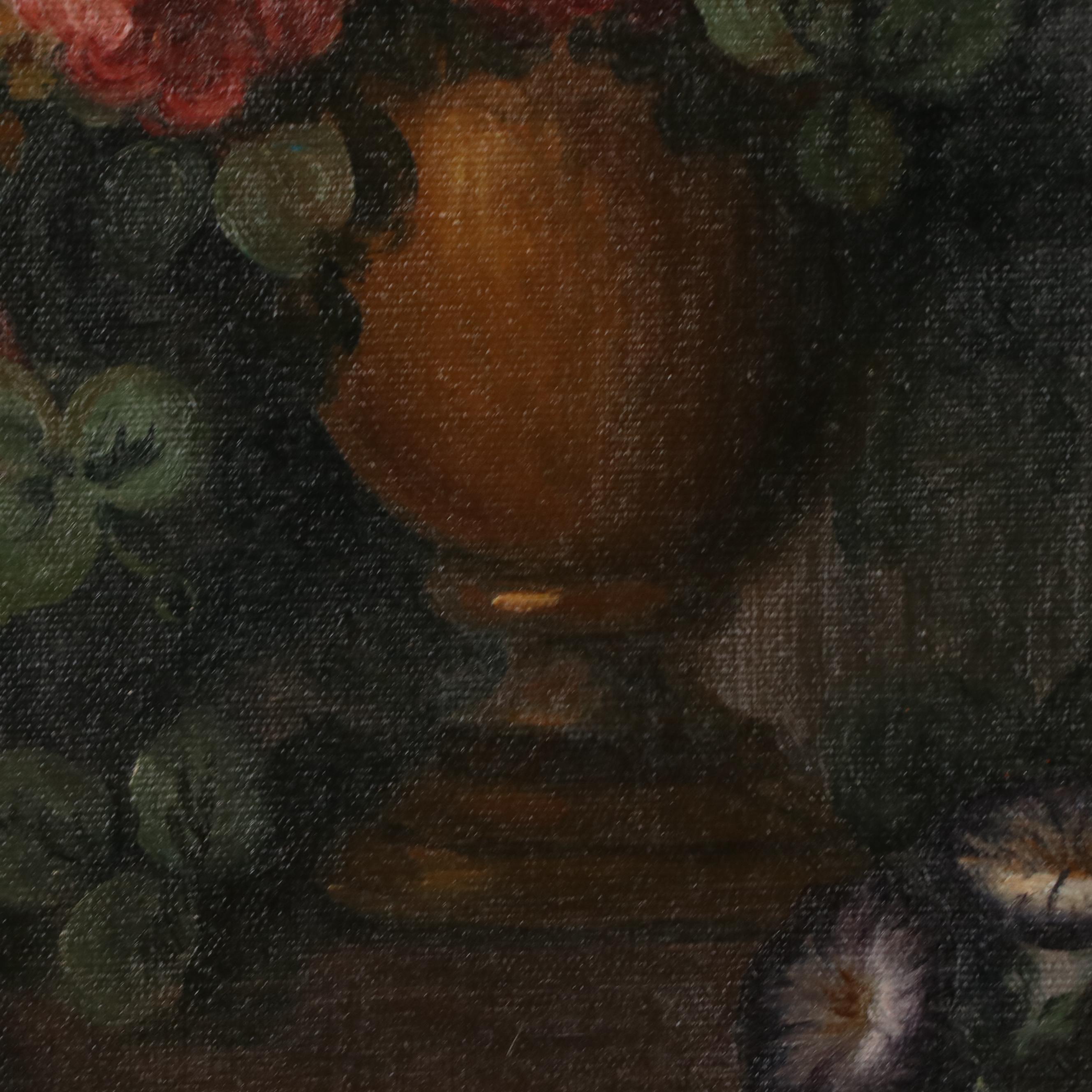 Edith E. Flisher Floral Still Life Oil Painting, Circa 1915
