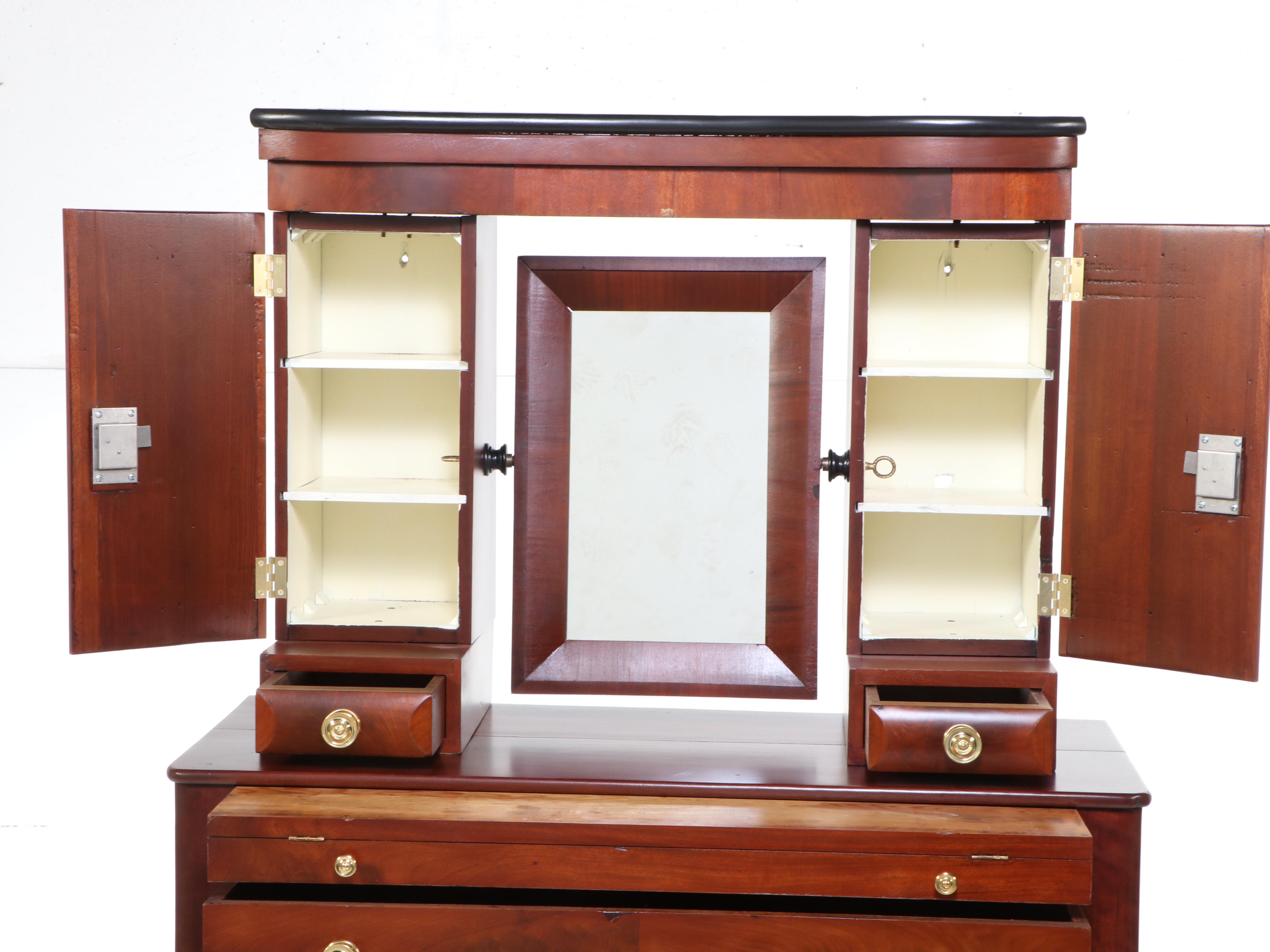 American Empire Flame Mahogany and Cherrywood Dresser, Mid-19th Century