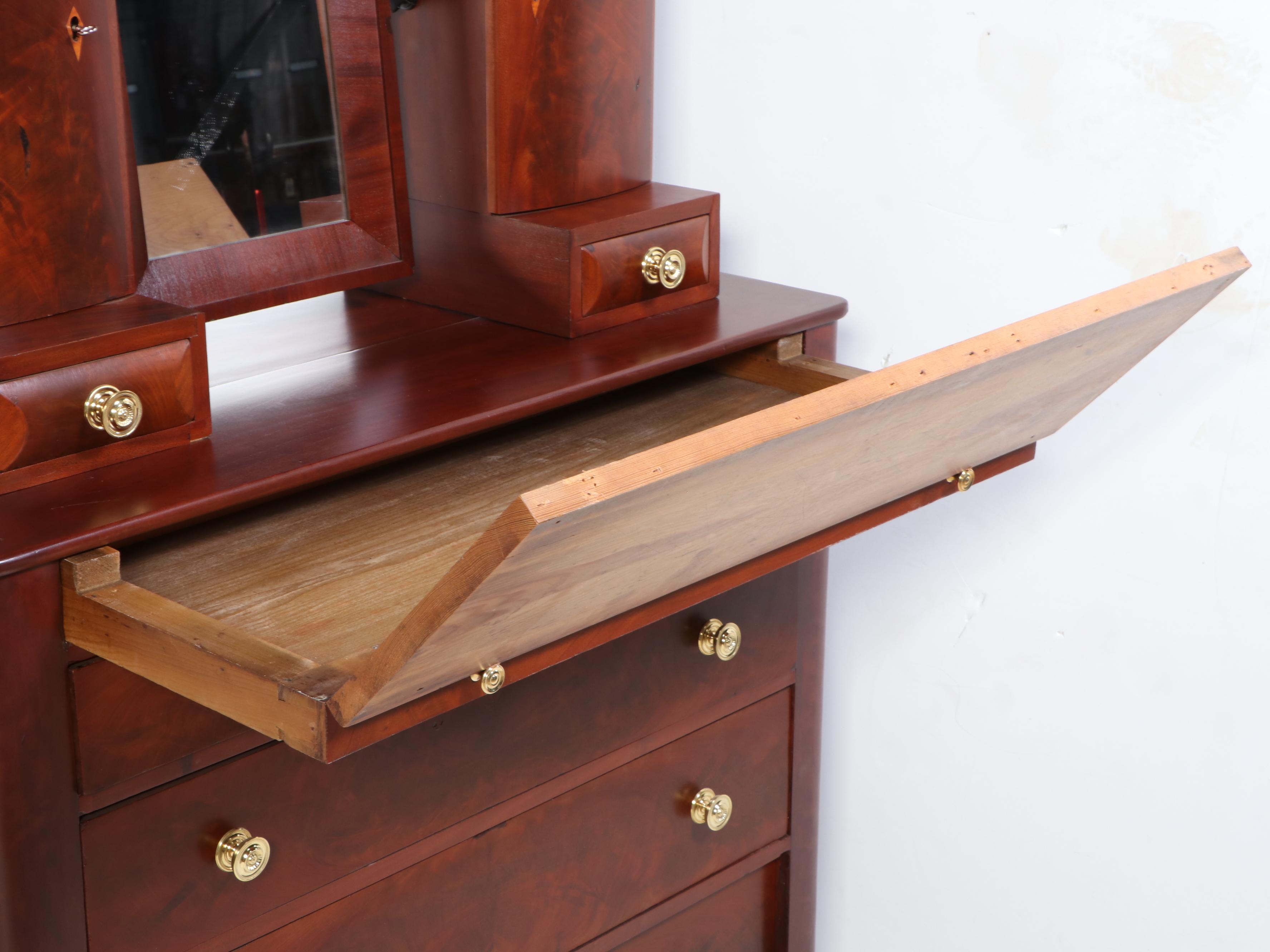 American Empire Flame Mahogany and Cherrywood Dresser, Mid-19th Century
