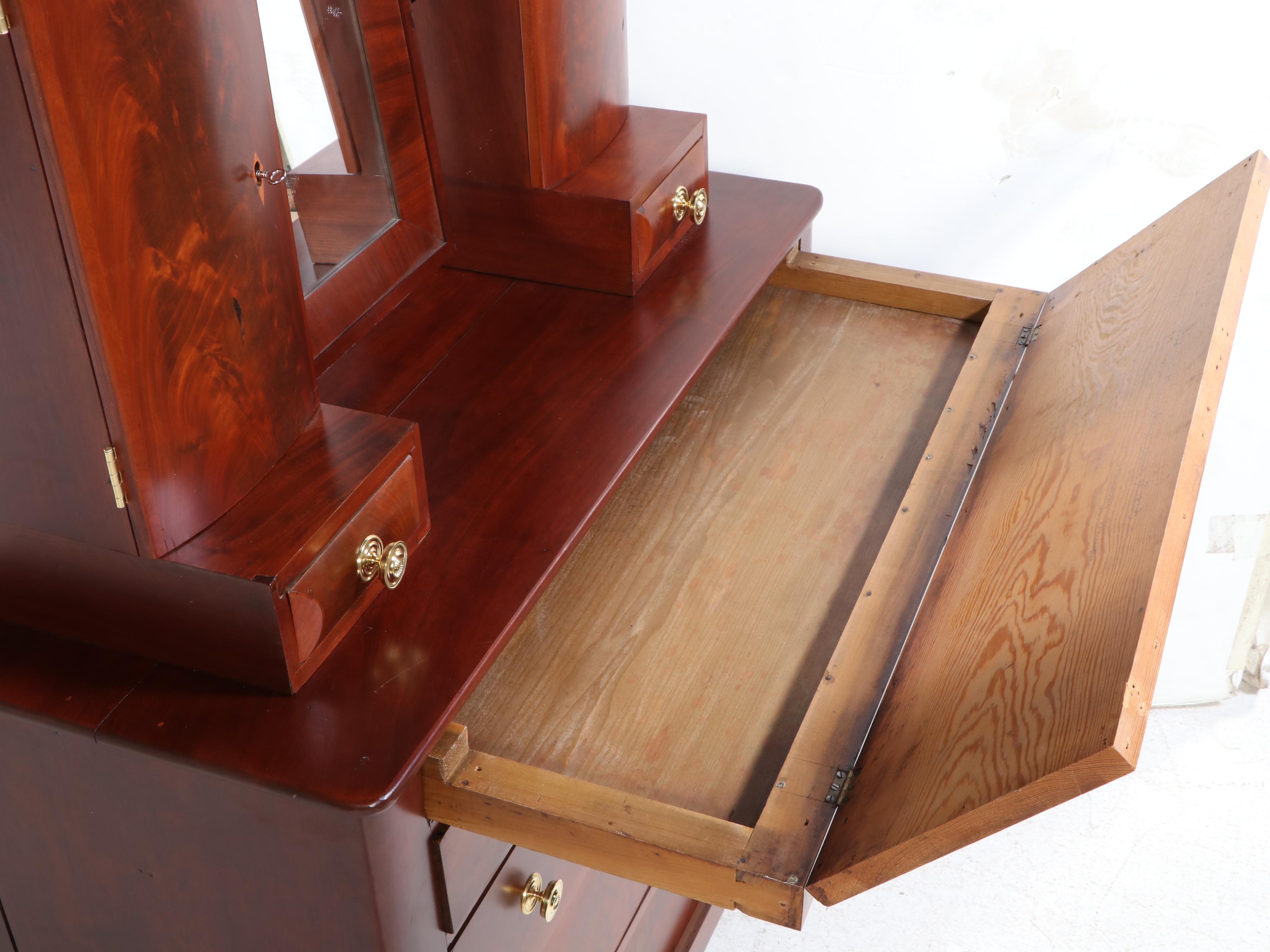 American Empire Flame Mahogany and Cherrywood Dresser, Mid-19th Century