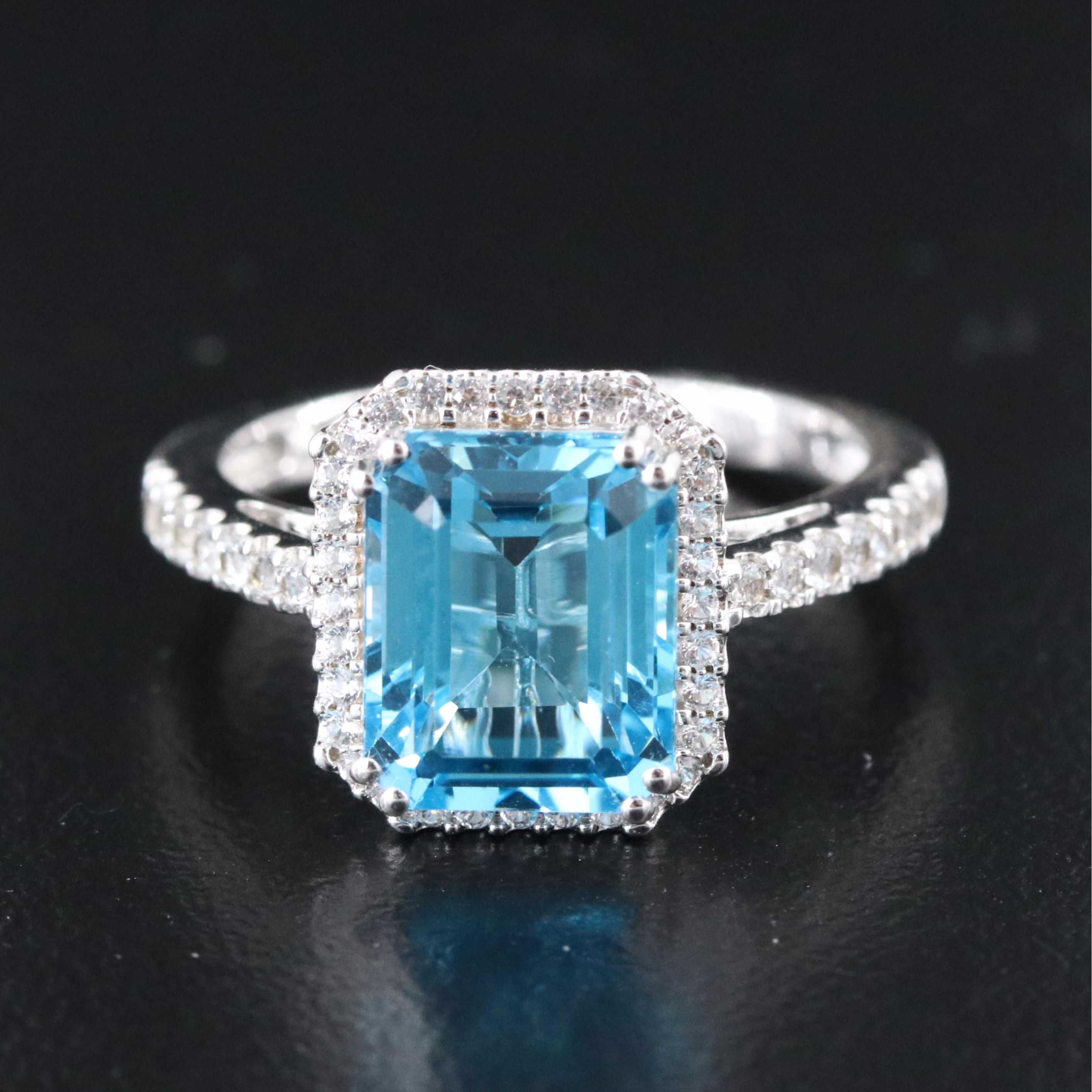 Sterling Blue Topaz and White Topaz Ring