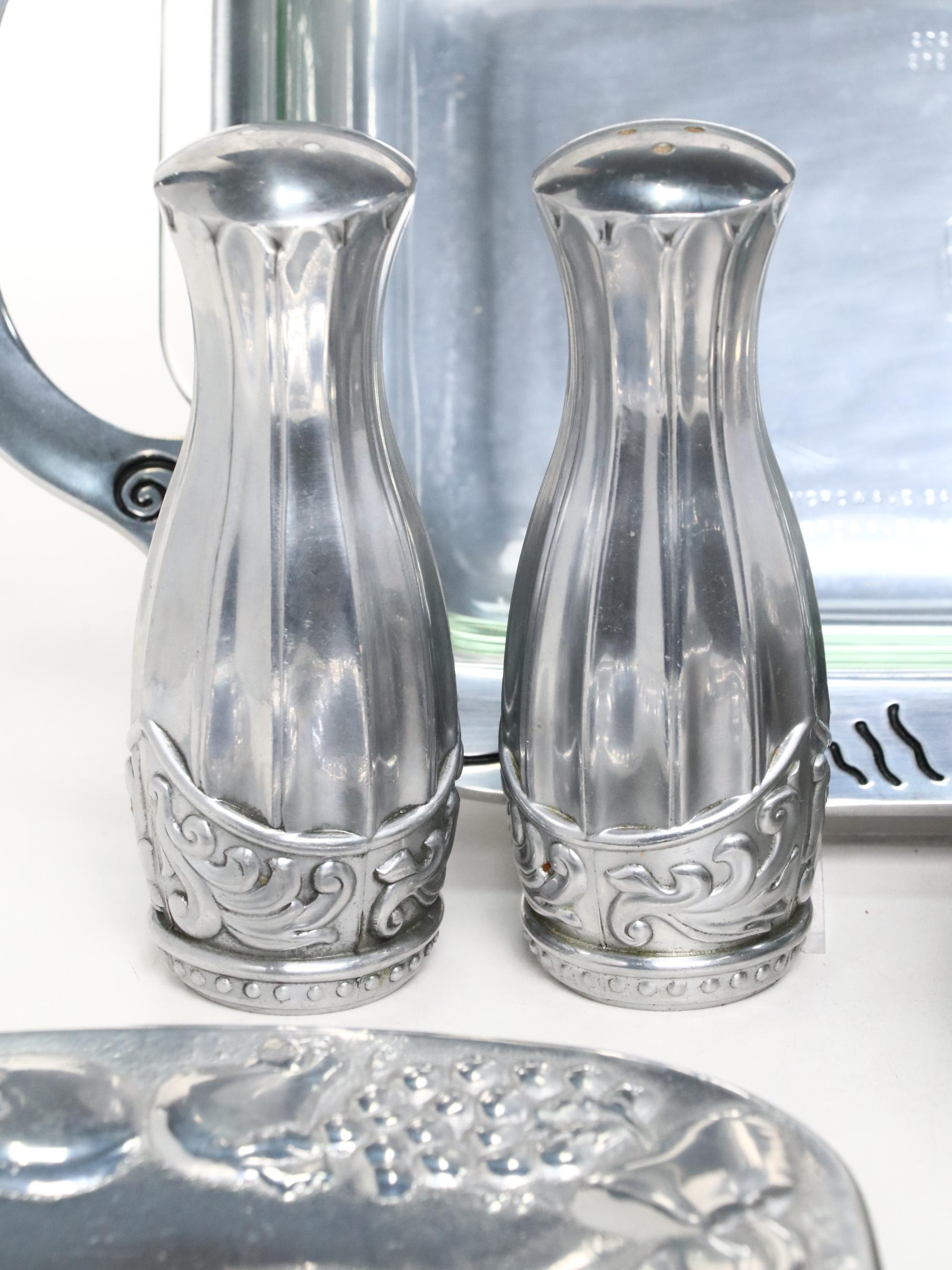 Lenox Pewter "Spyro" Baker with Glass Insert and Other Serving Pieces