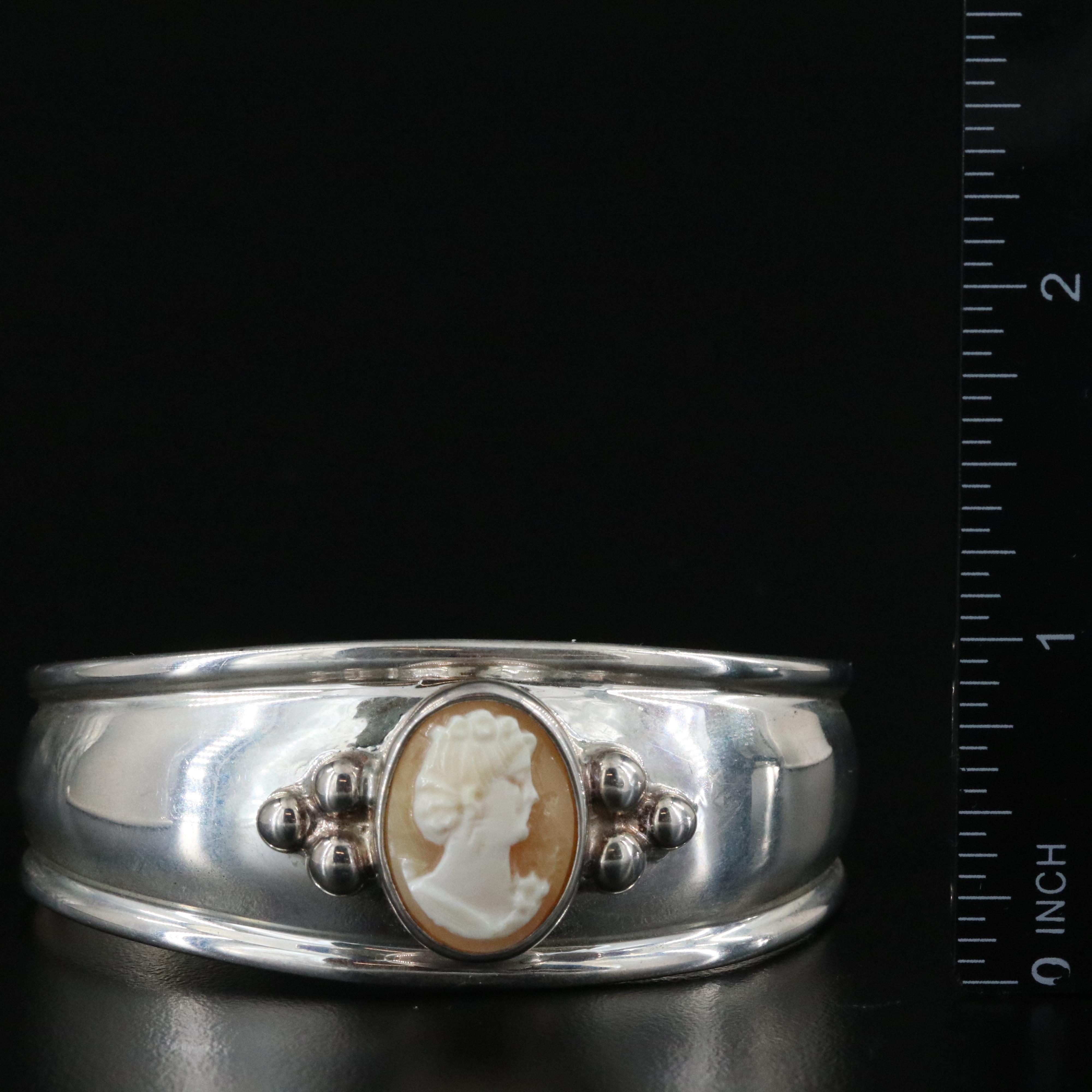 Joseph Esposito Sterling Cameo Cuff Bracelet