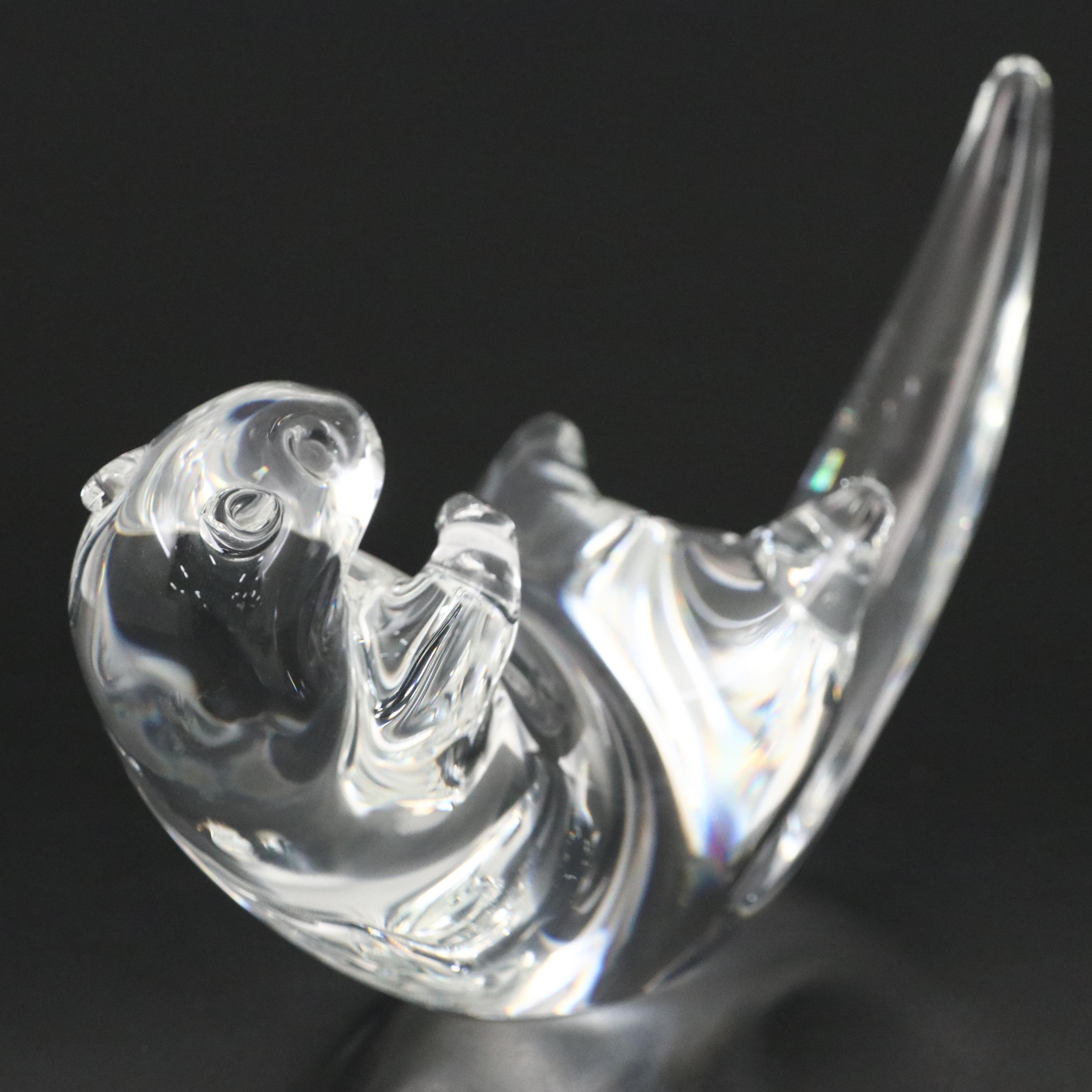 Steuben Art Glass "Hard at Work" Sea Otter Figurine Designed by James Houston