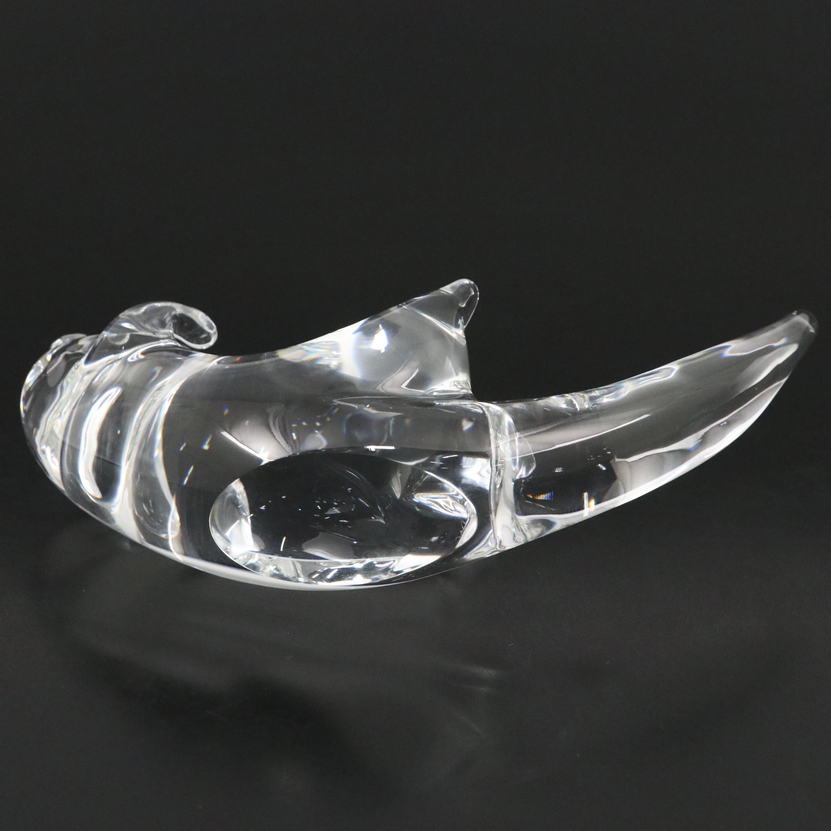 Steuben Art Glass "Hard at Work" Sea Otter Figurine Designed by James Houston