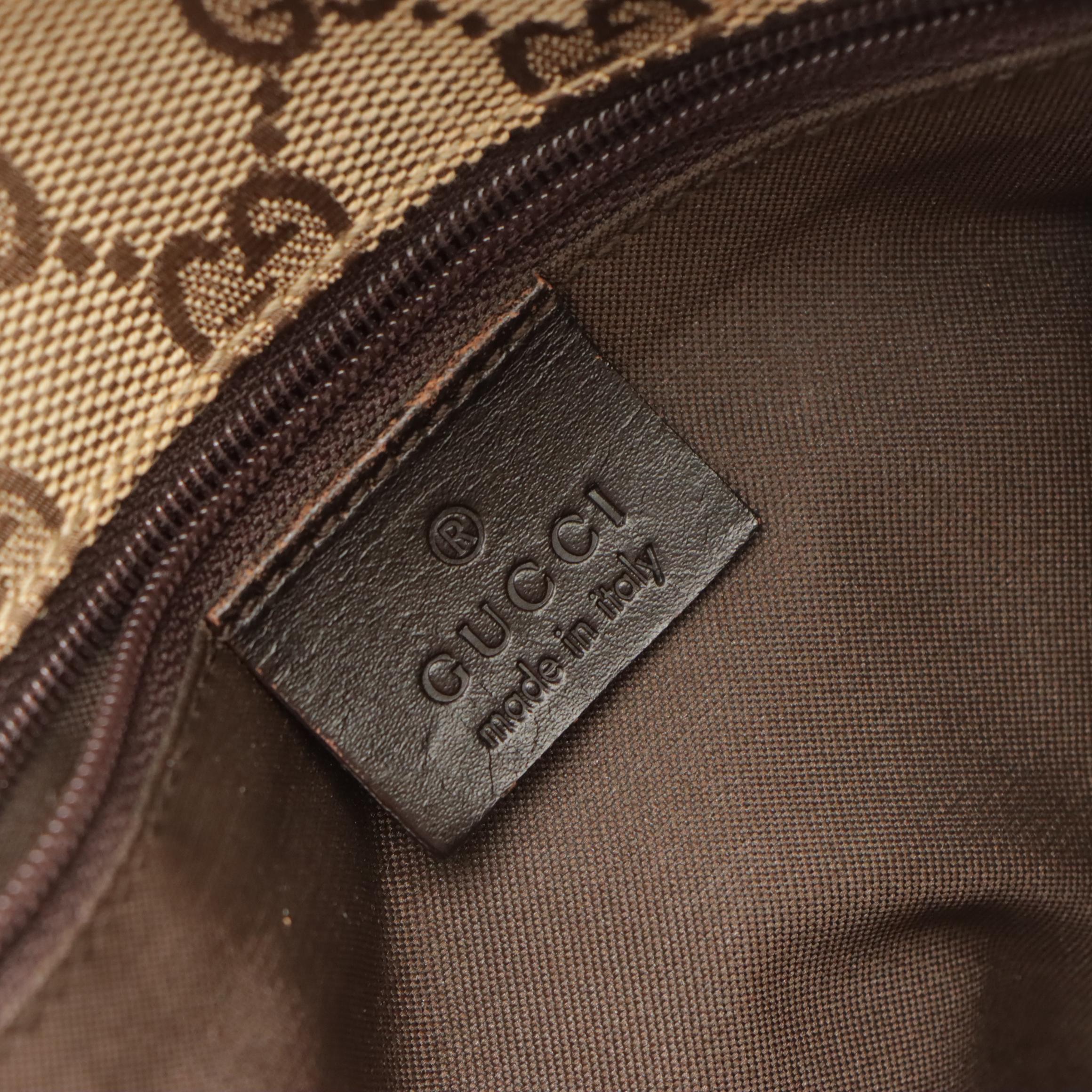 Gucci GG Canvas and Leather Backpack with Push Lock