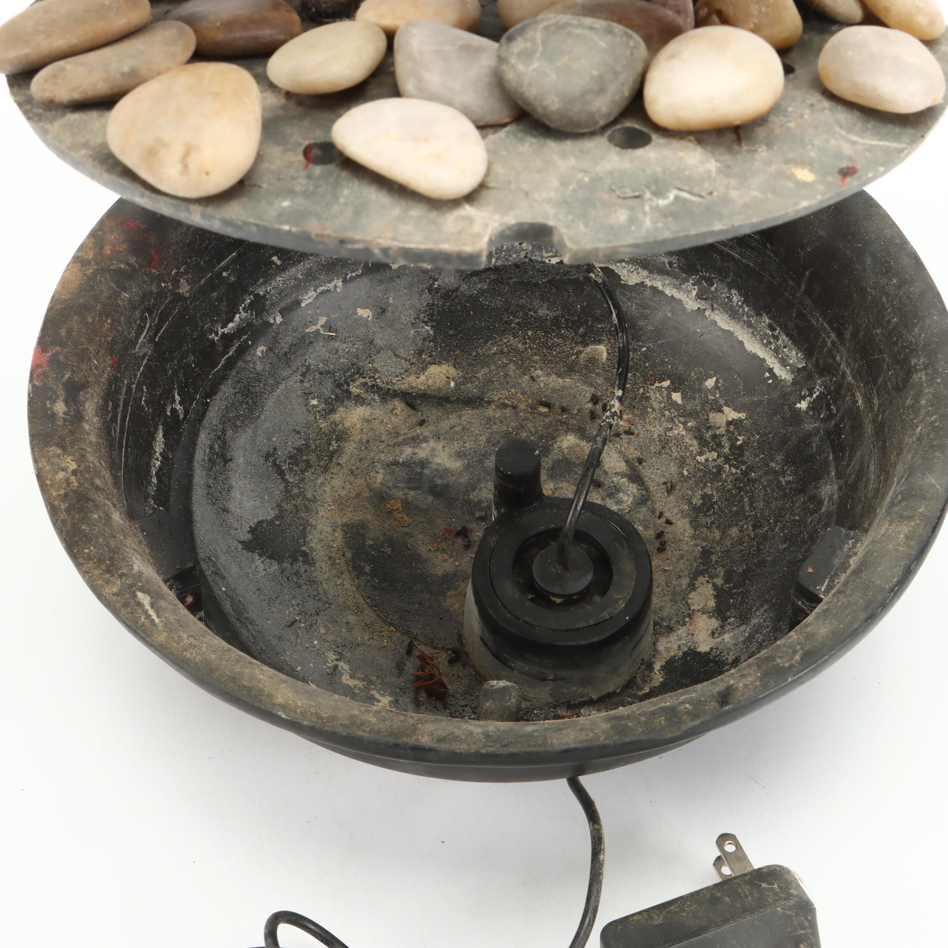 Copper Leaf Tabletop Fountain with Torch Cut Metal Fish Votive Lamp