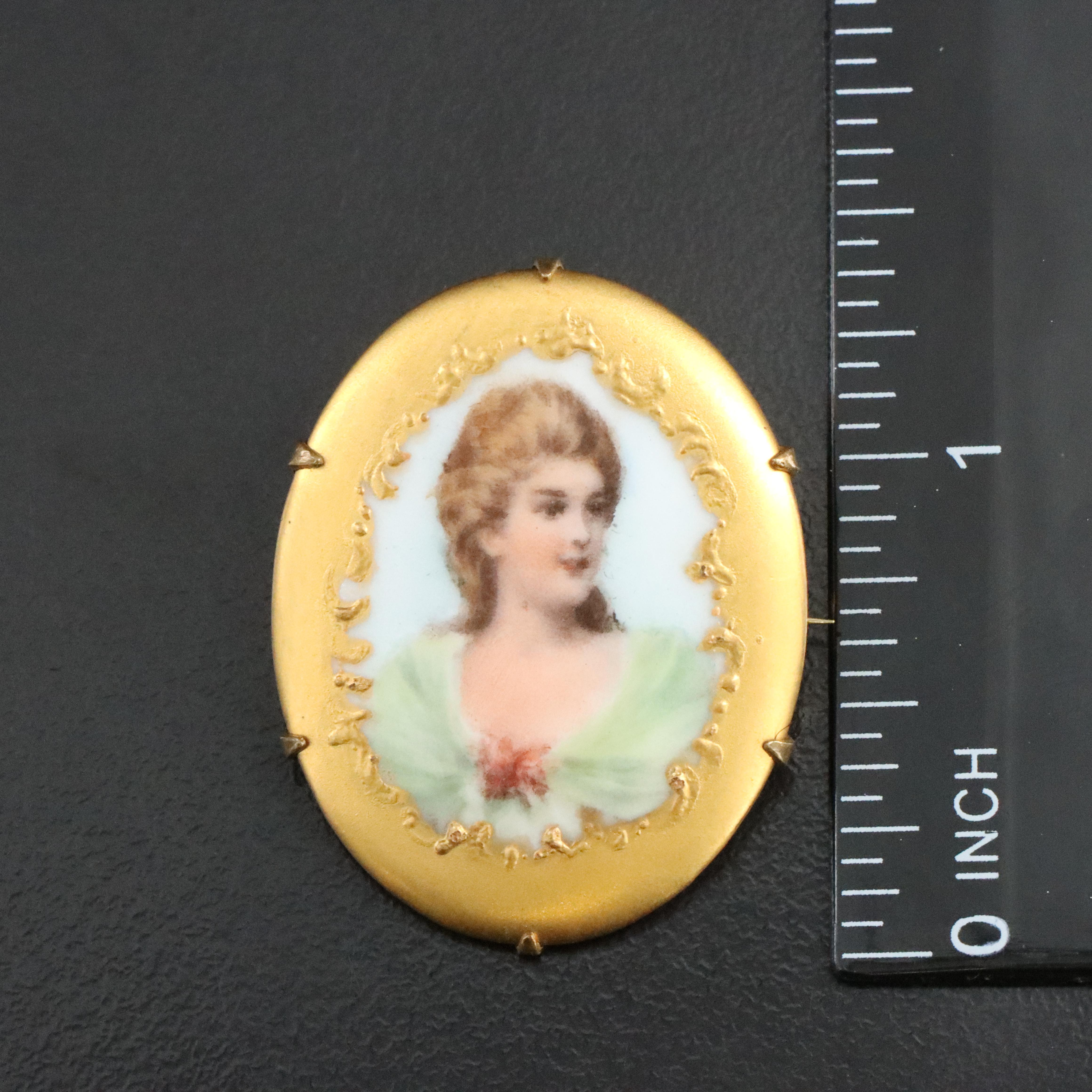 Victorian Porcelain Portrait Brooch Featured in Vintage and Antique Jewelry
