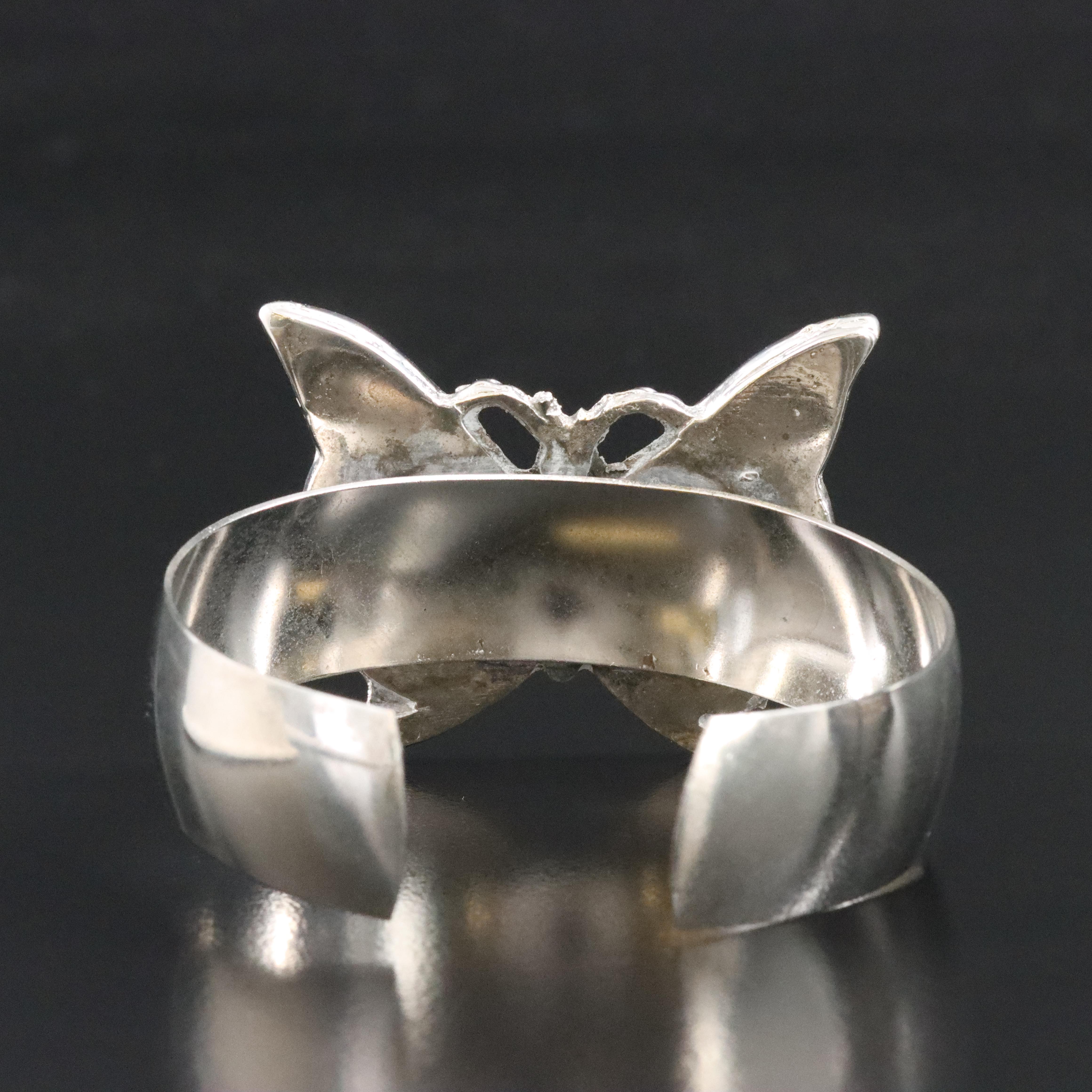 Butterfly Cuff Bracelet with Stone Inlay