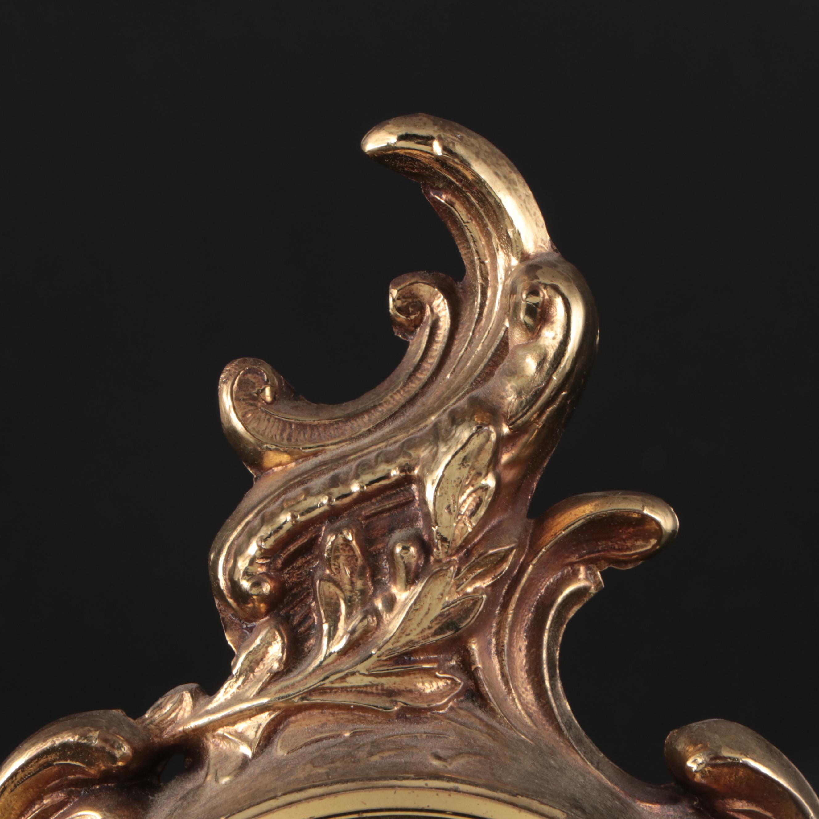 Hollywood Regency Style Renaissance Empire Metal Electric Mantel Clock