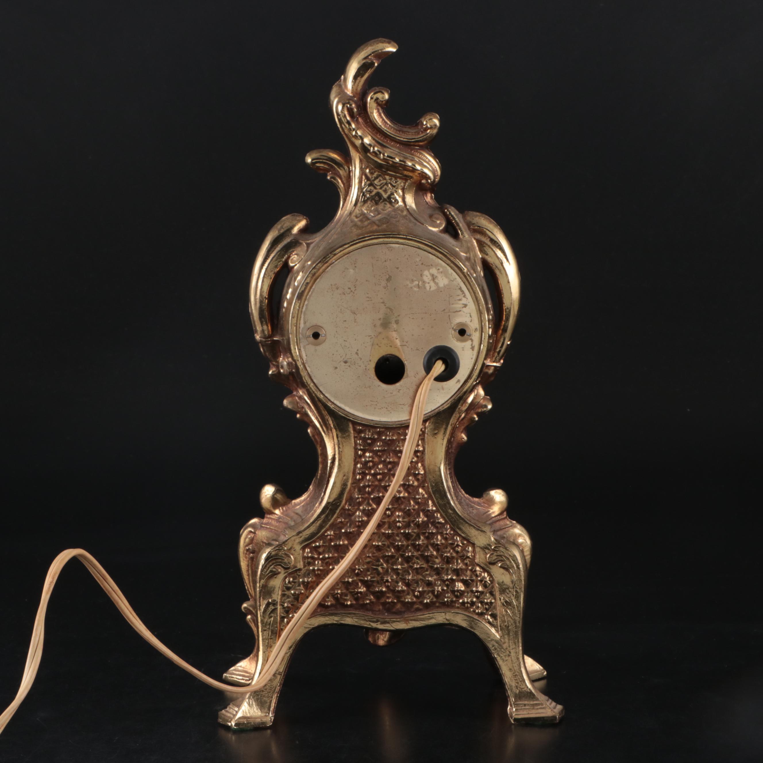 Hollywood Regency Style Renaissance Empire Metal Electric Mantel Clock