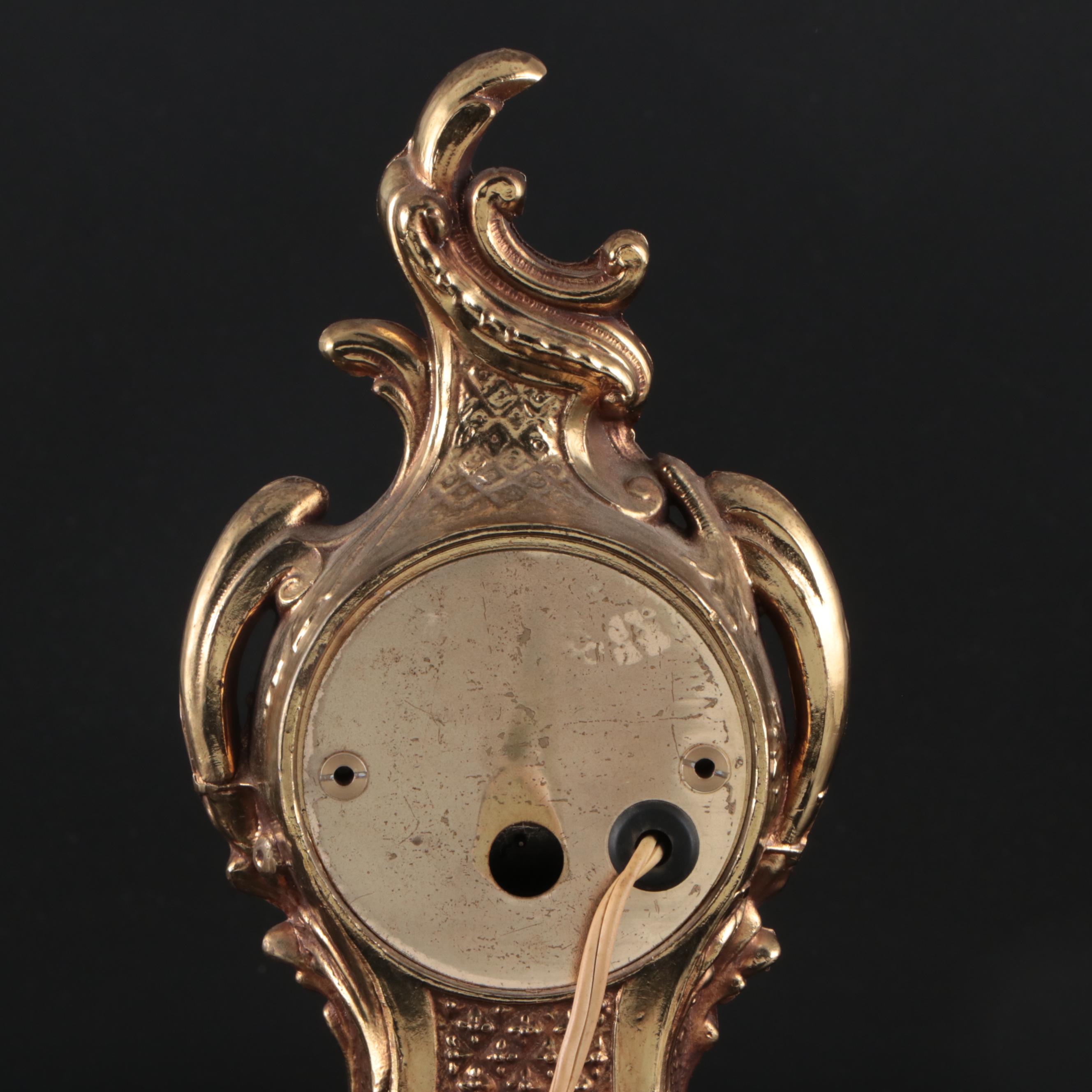 Hollywood Regency Style Renaissance Empire Metal Electric Mantel Clock