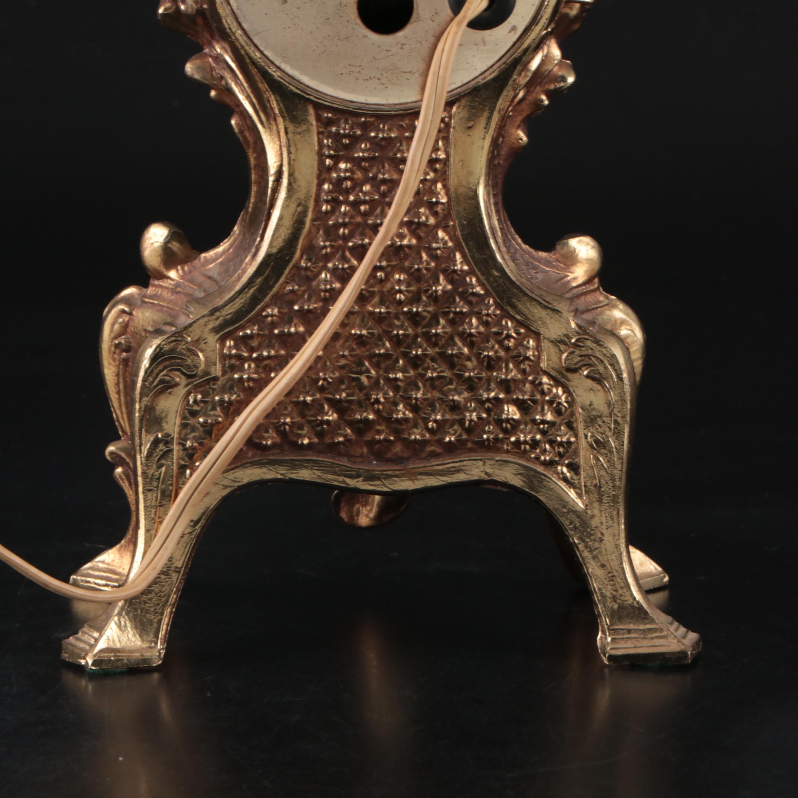 Hollywood Regency Style Renaissance Empire Metal Electric Mantel Clock