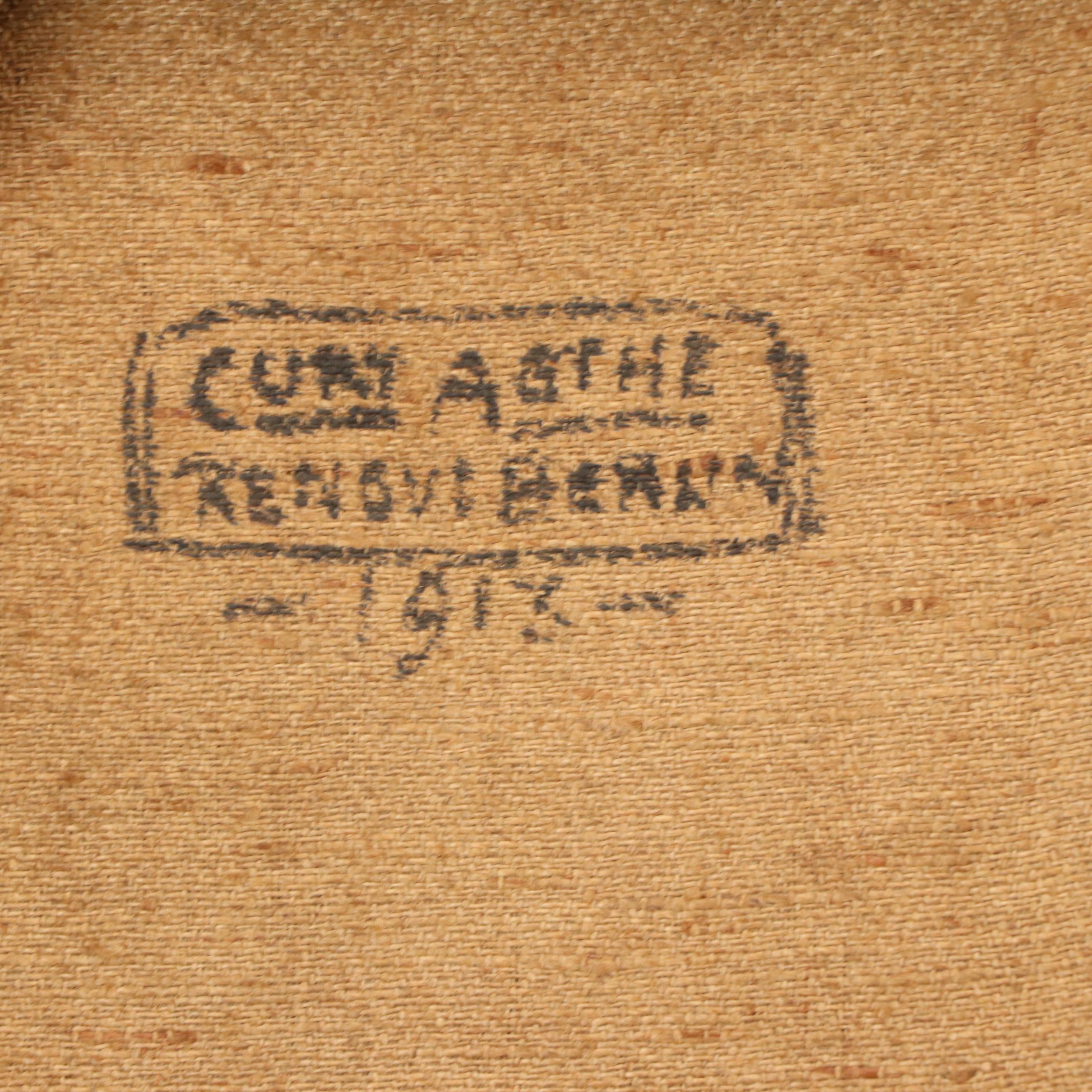 German Genre Village Scene Oil Painting, 1913