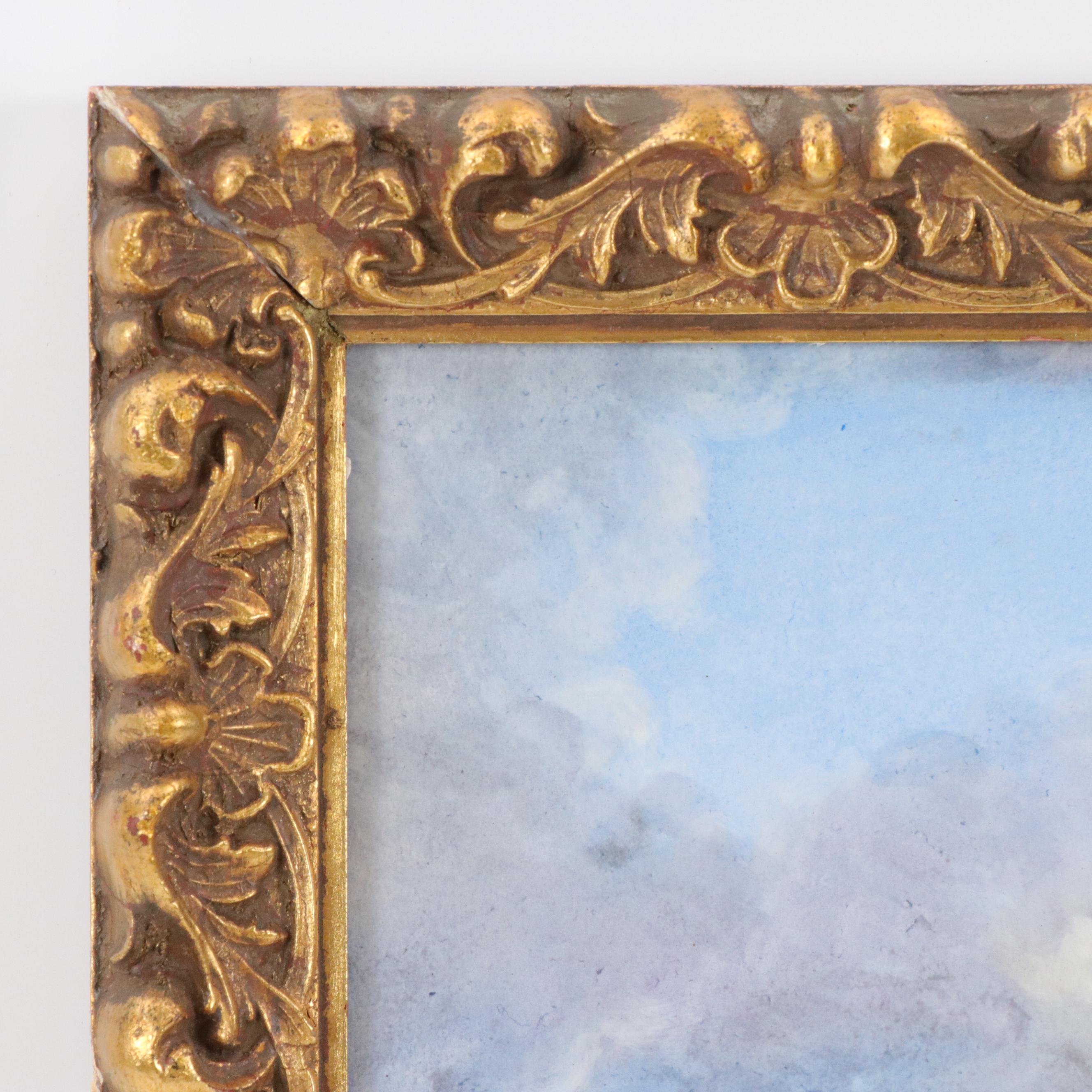 Charles Fuchs Hand-Painted Porcelain Scene of Woman Gathering Mussels