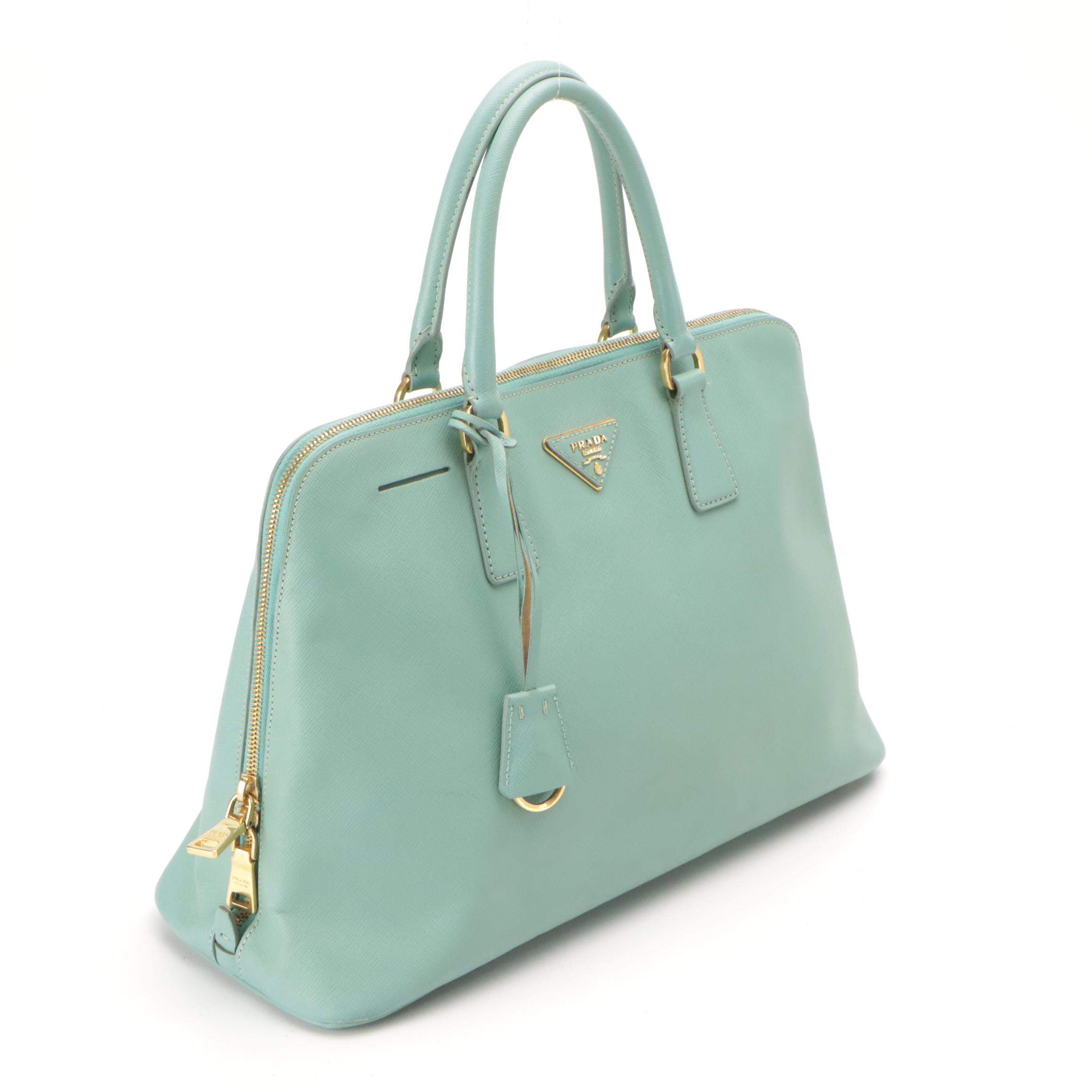 Prada Promenade Dome Handle Bag in Saffiano Lux Leather