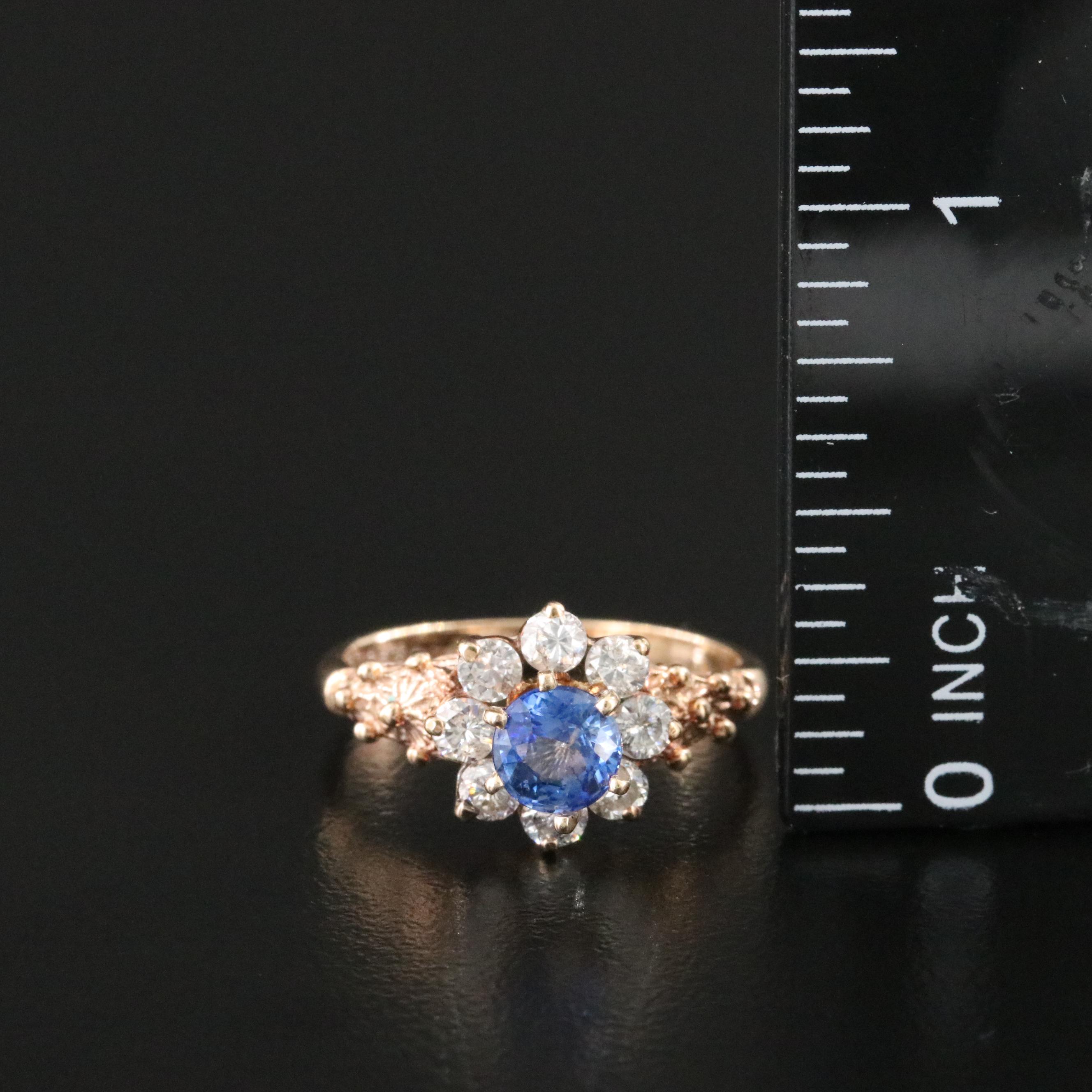Vintage 9K Sapphire and 0.32 CTW Diamond Ring