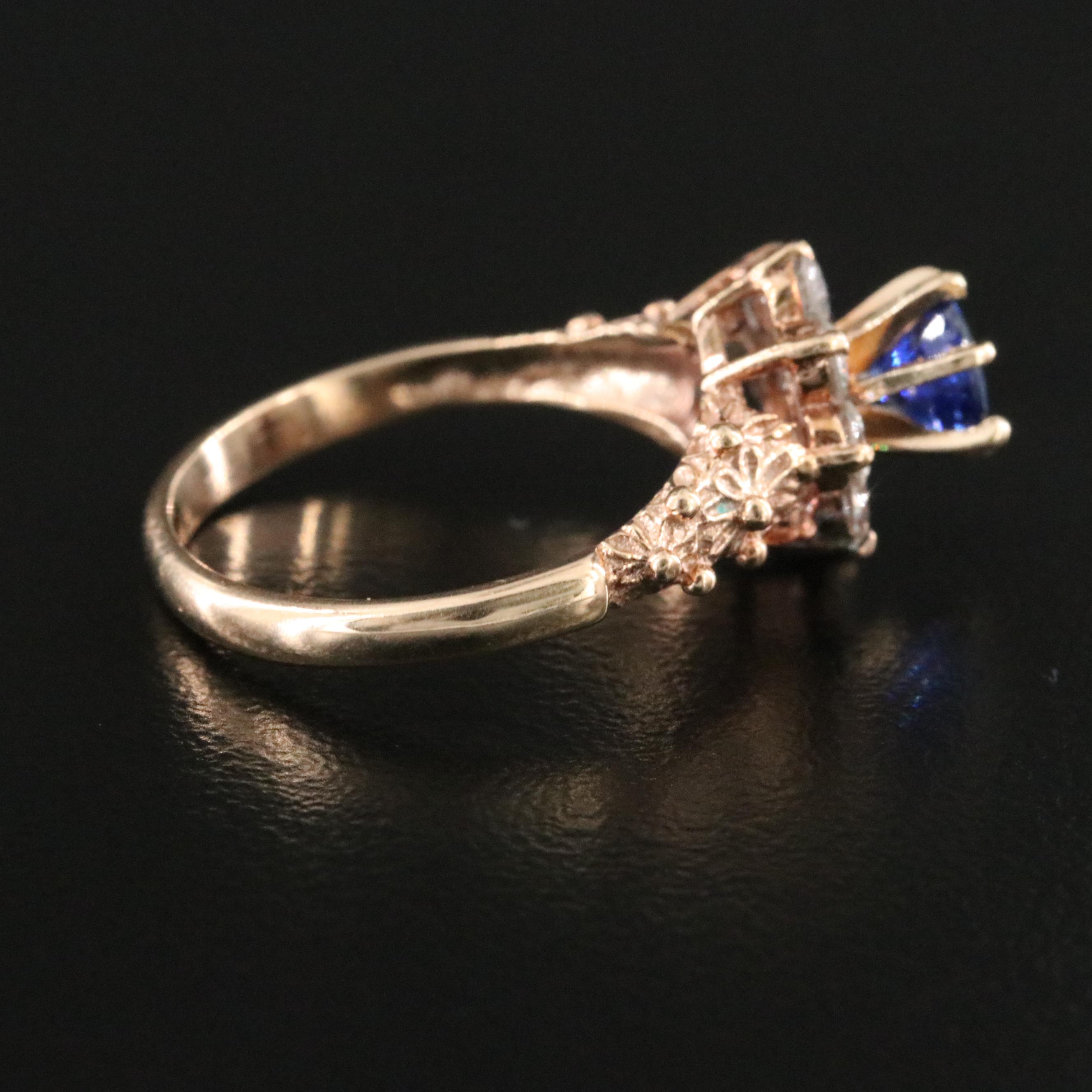 Vintage 9K Sapphire and 0.32 CTW Diamond Ring