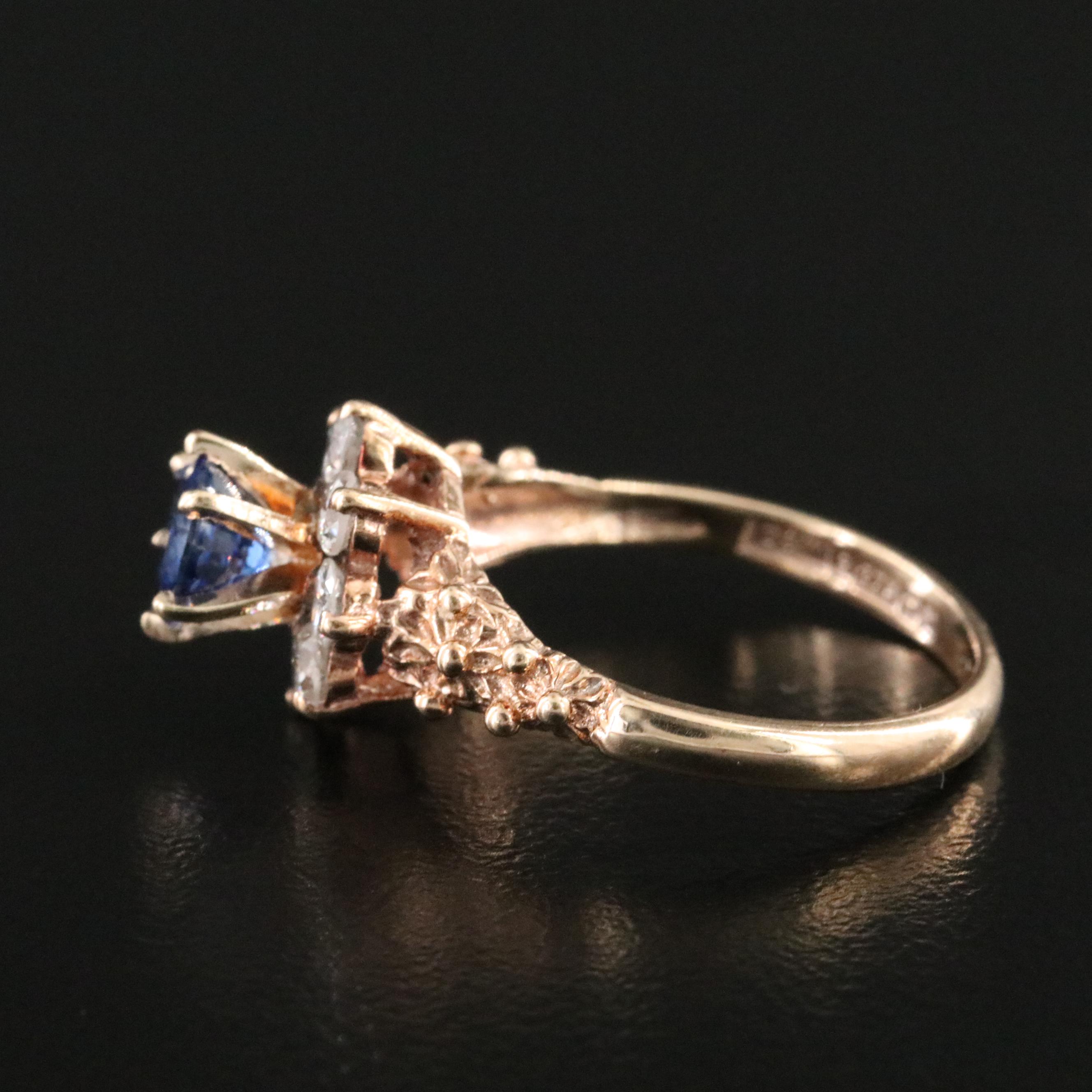 Vintage 9K Sapphire and 0.32 CTW Diamond Ring