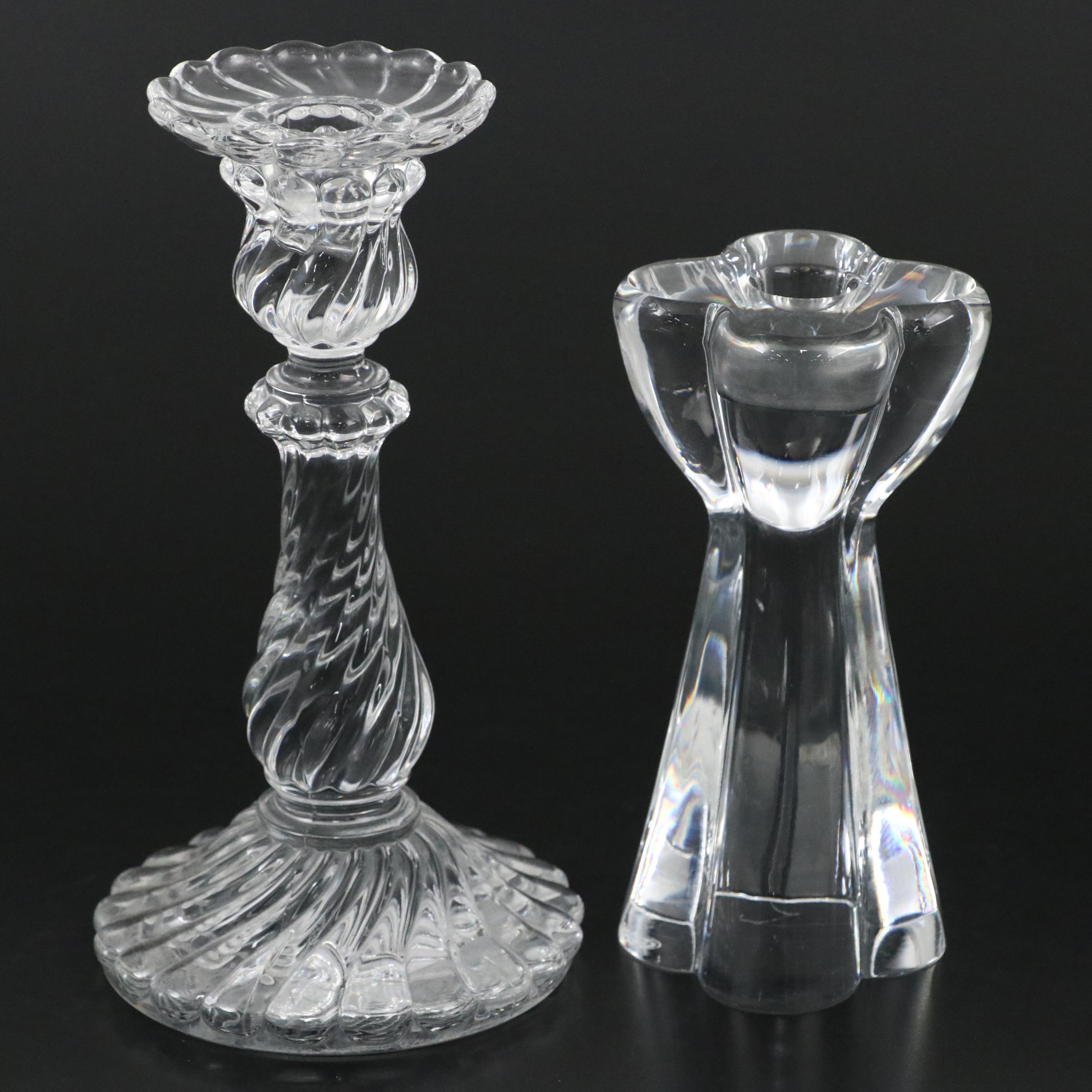 Baccarat "Bambous" and "Diomede" Crystal Candlesticks