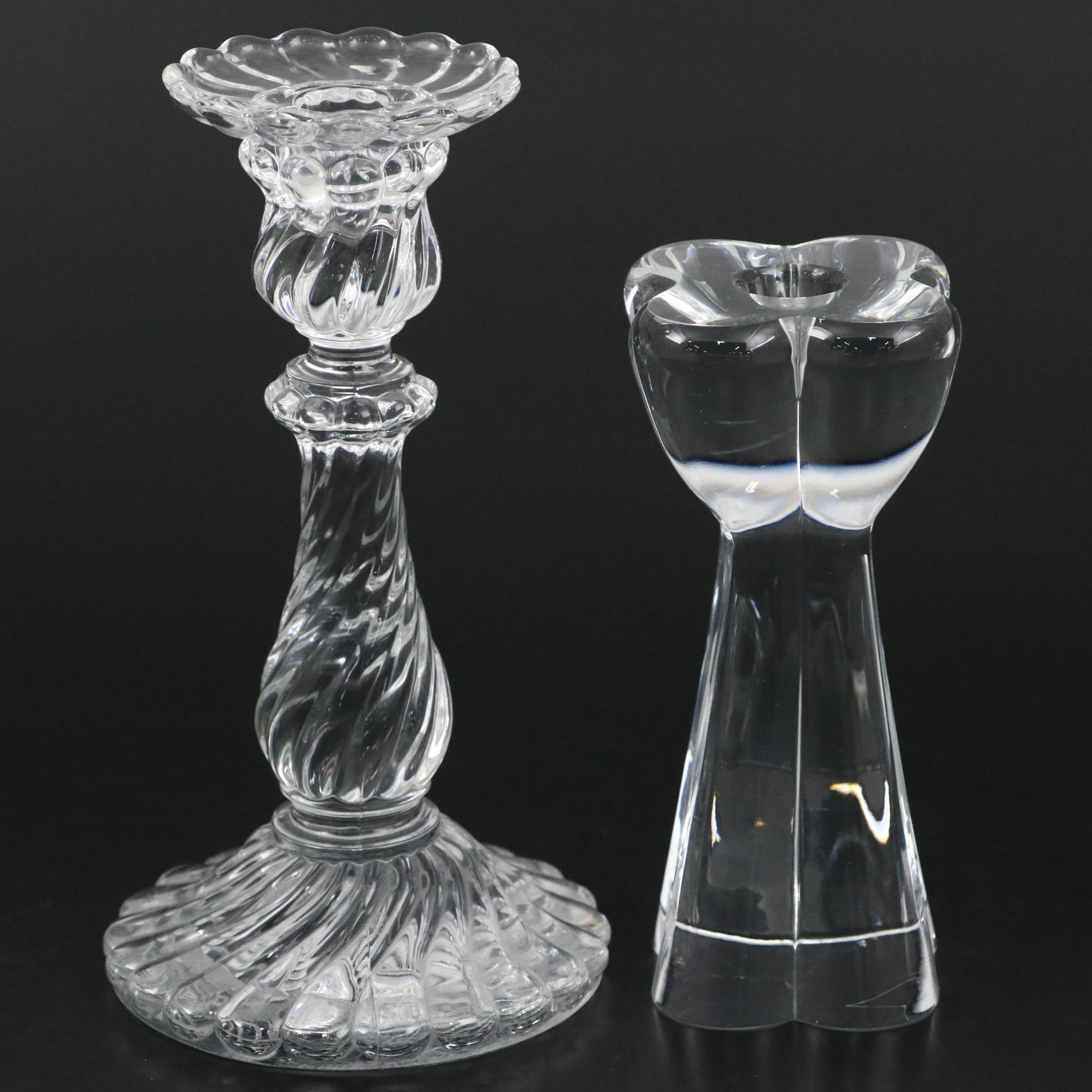 Baccarat "Bambous" and "Diomede" Crystal Candlesticks