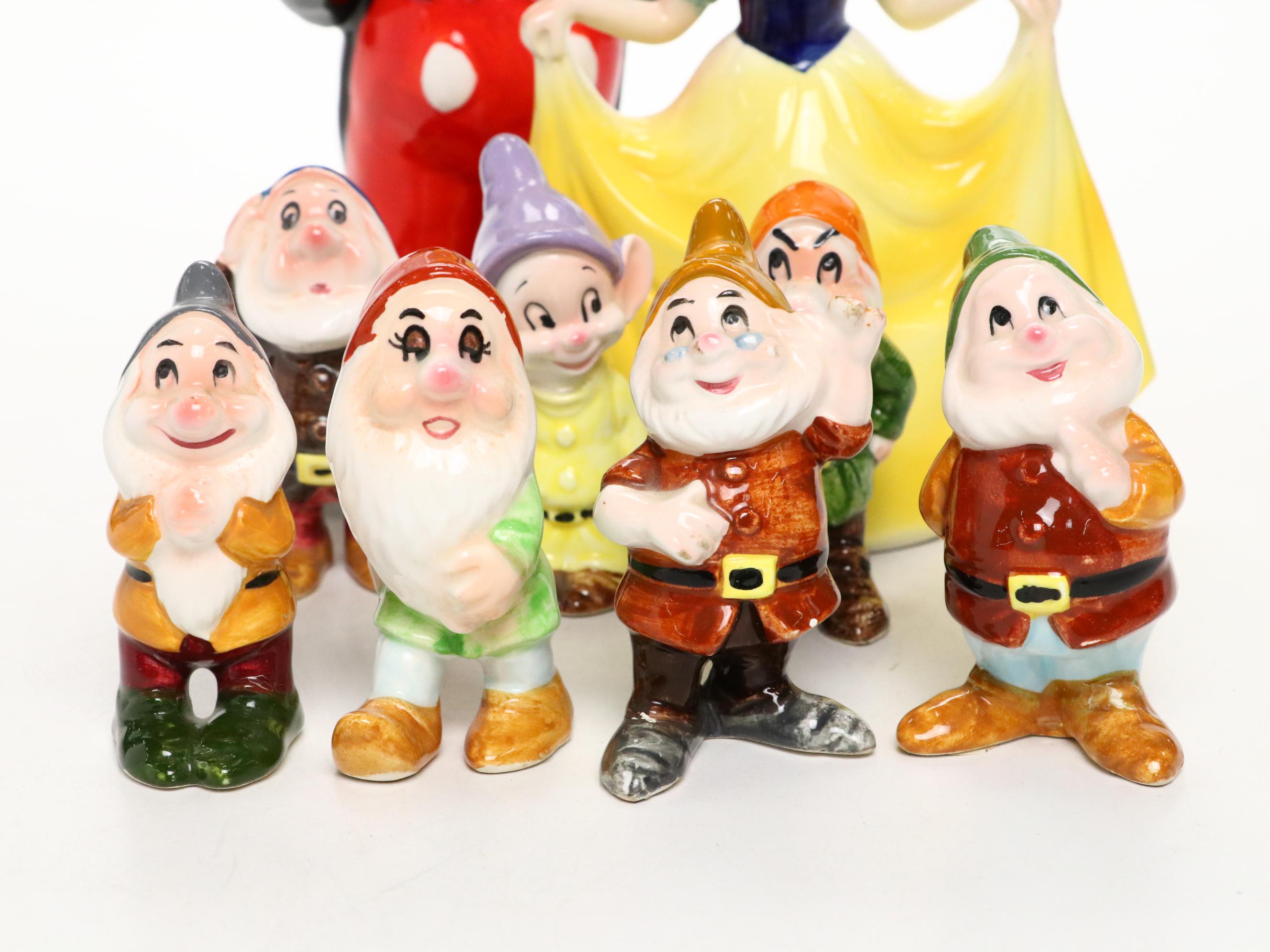 Mickey Mouse and Snow White and the Seven Dwarfs Japanese Porcelain Figurines