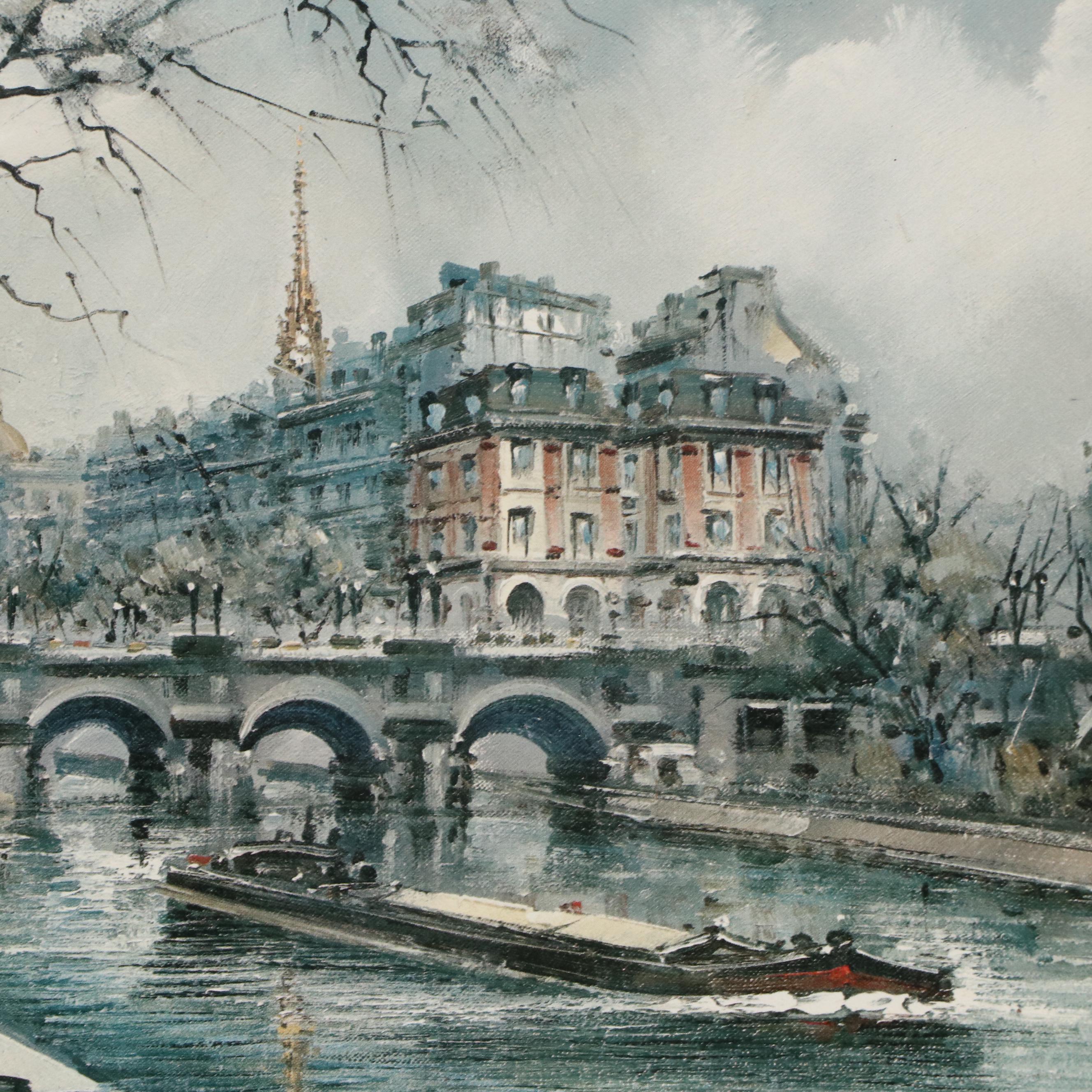 Offset Lithograph View of the Seine in Winter After Maurice Legendre