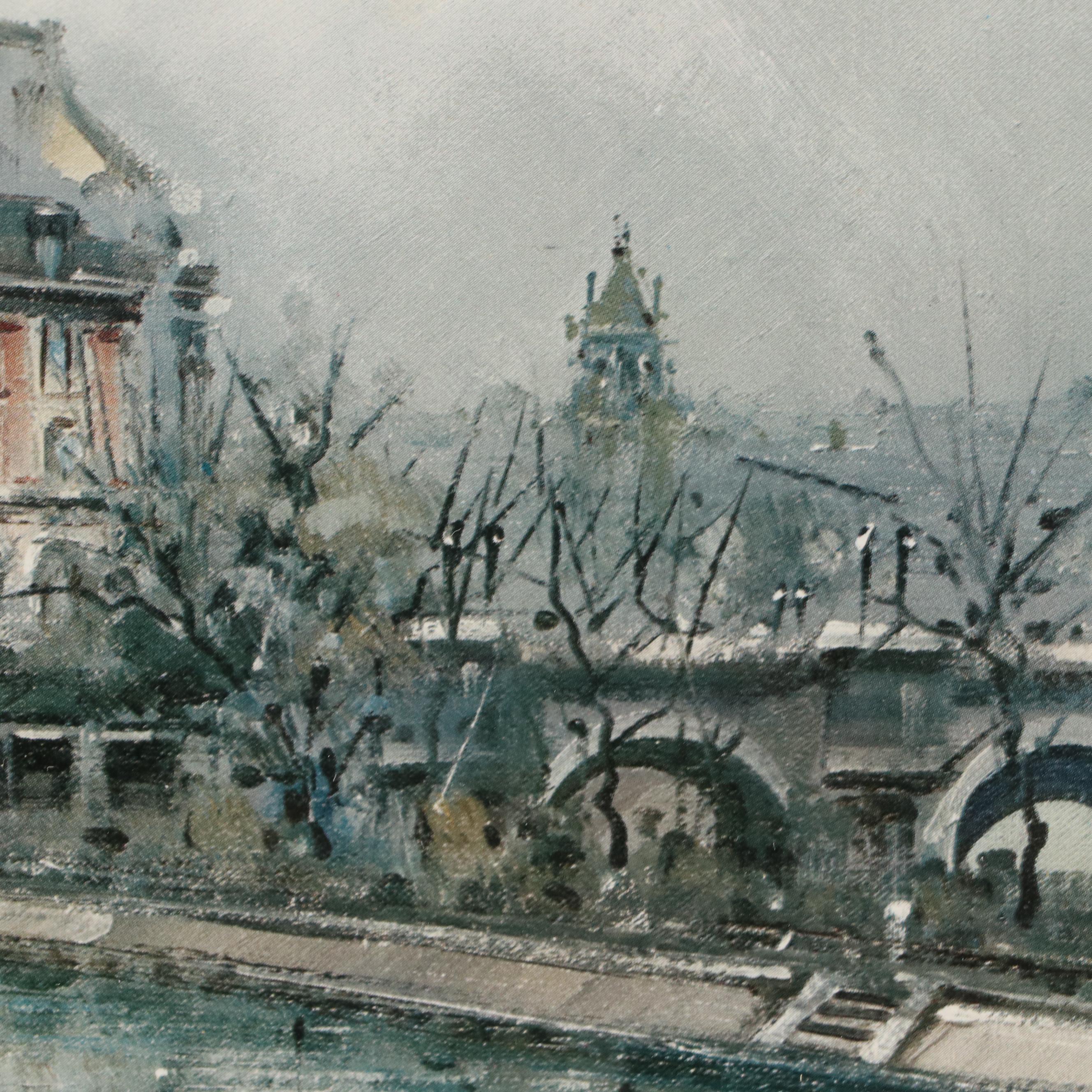 Offset Lithograph View of the Seine in Winter After Maurice Legendre