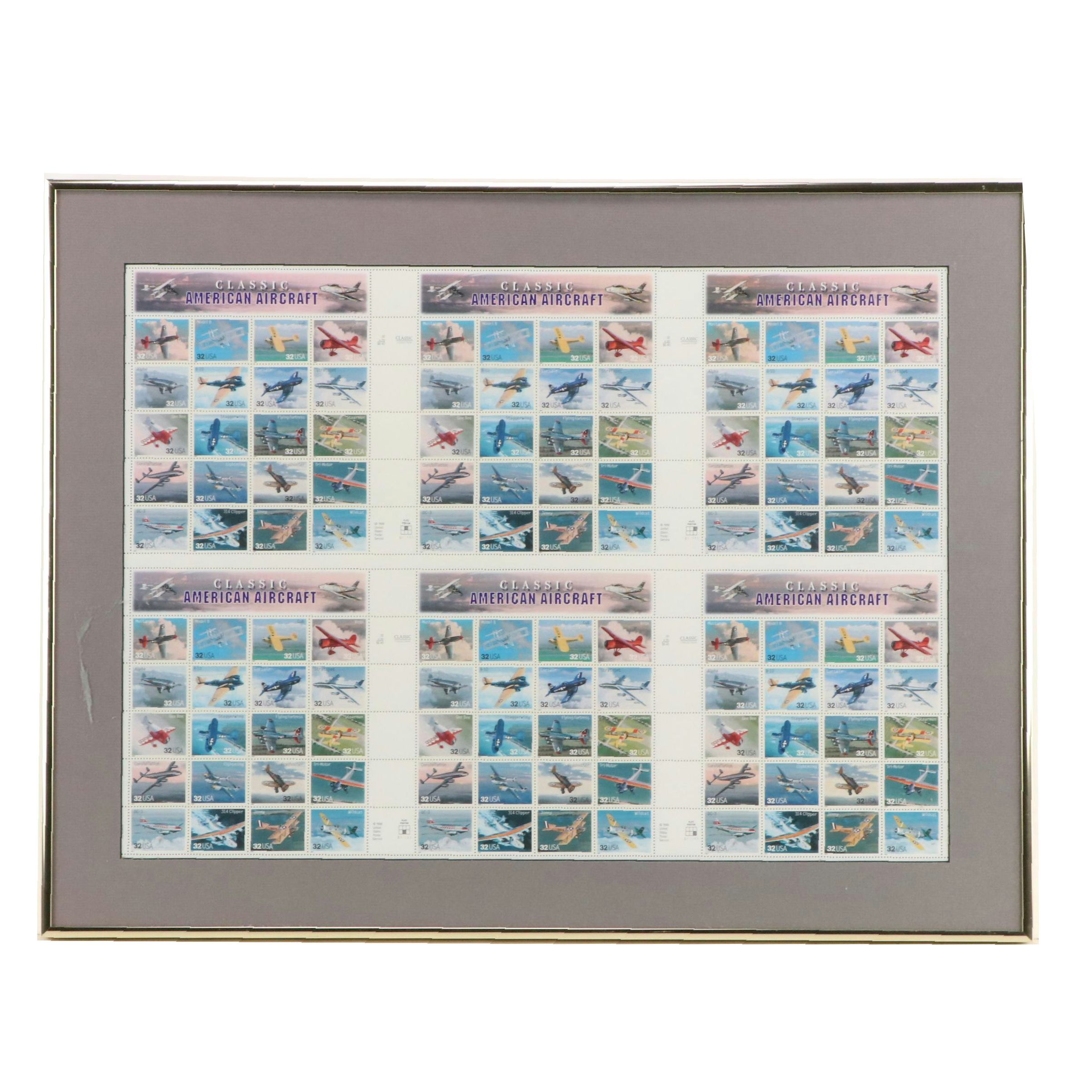 1996 Full Plate of Mint Stamps "Classic American Aircraft"
