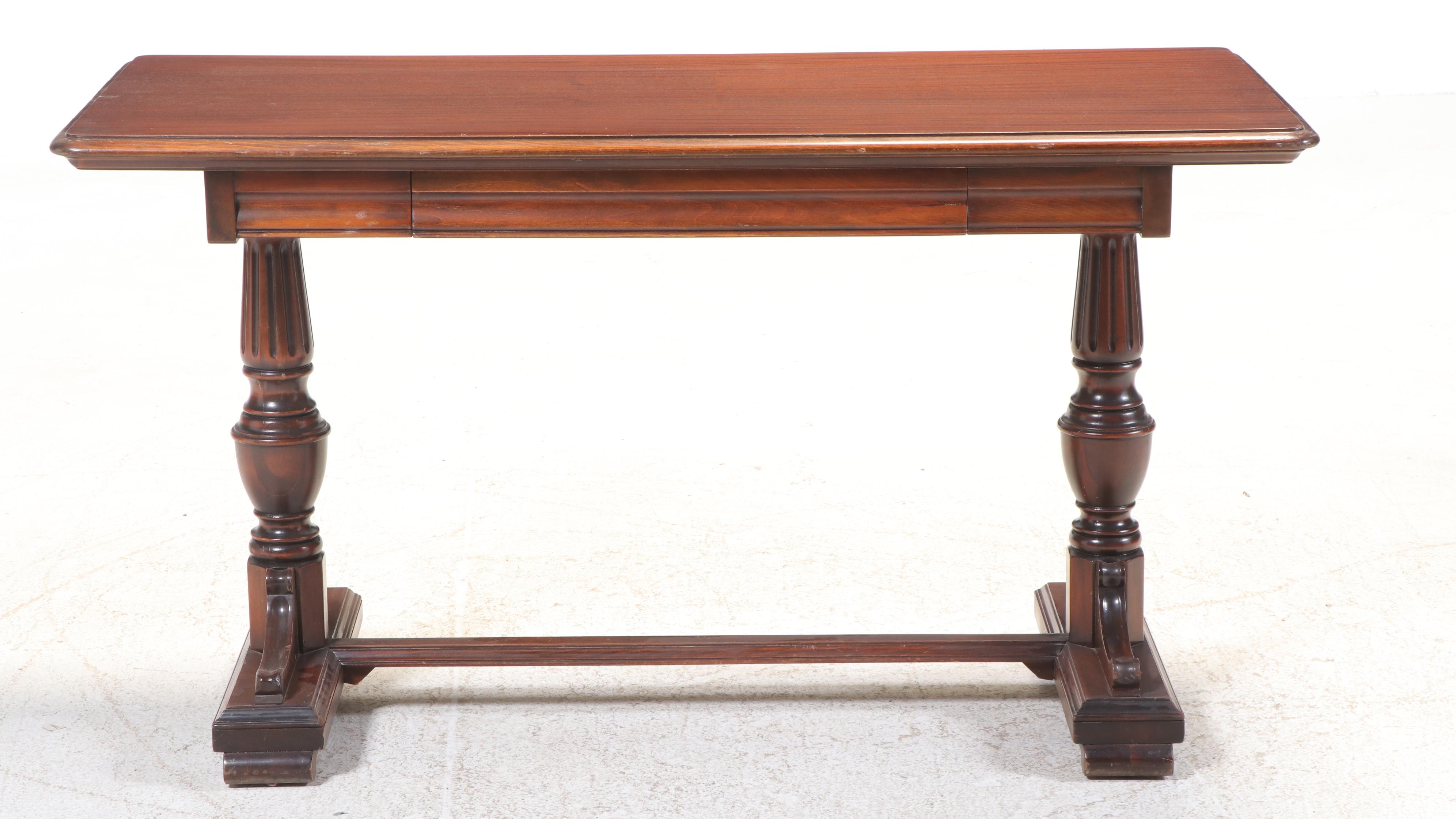 Classical Style Mahogany Library Table, Early 20th Century