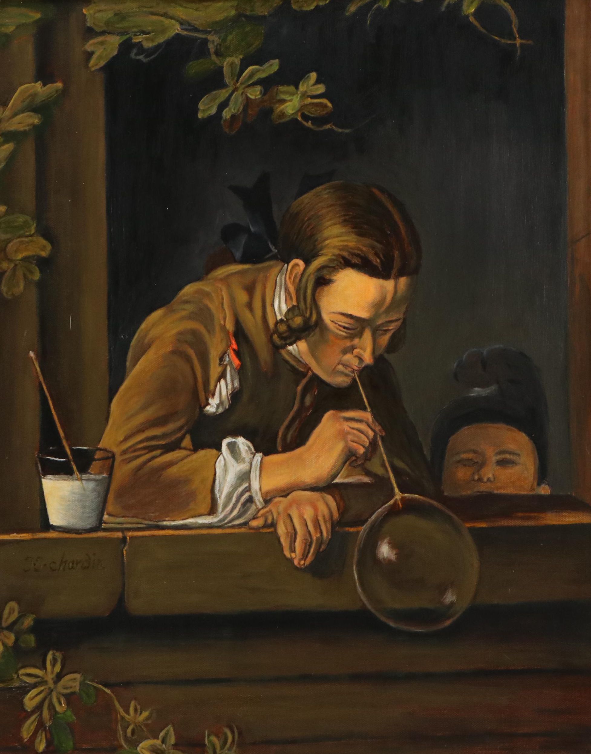 Oil Painting After Jean Siméon Chardin "Soap Bubbles"