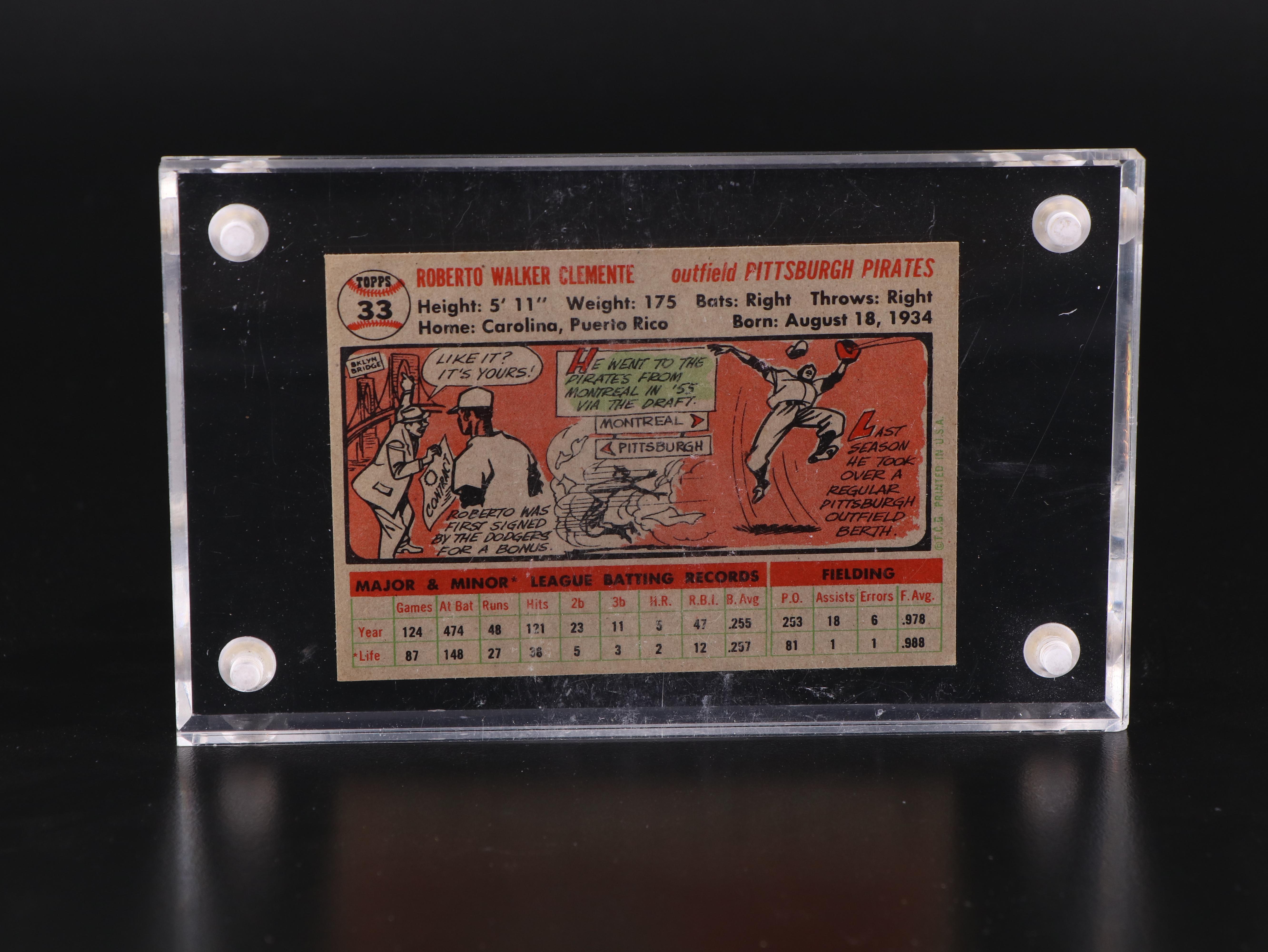 1956 Topps Roberto Clemente and 1958 Topps Willie Mays All-Star Baseball Cards