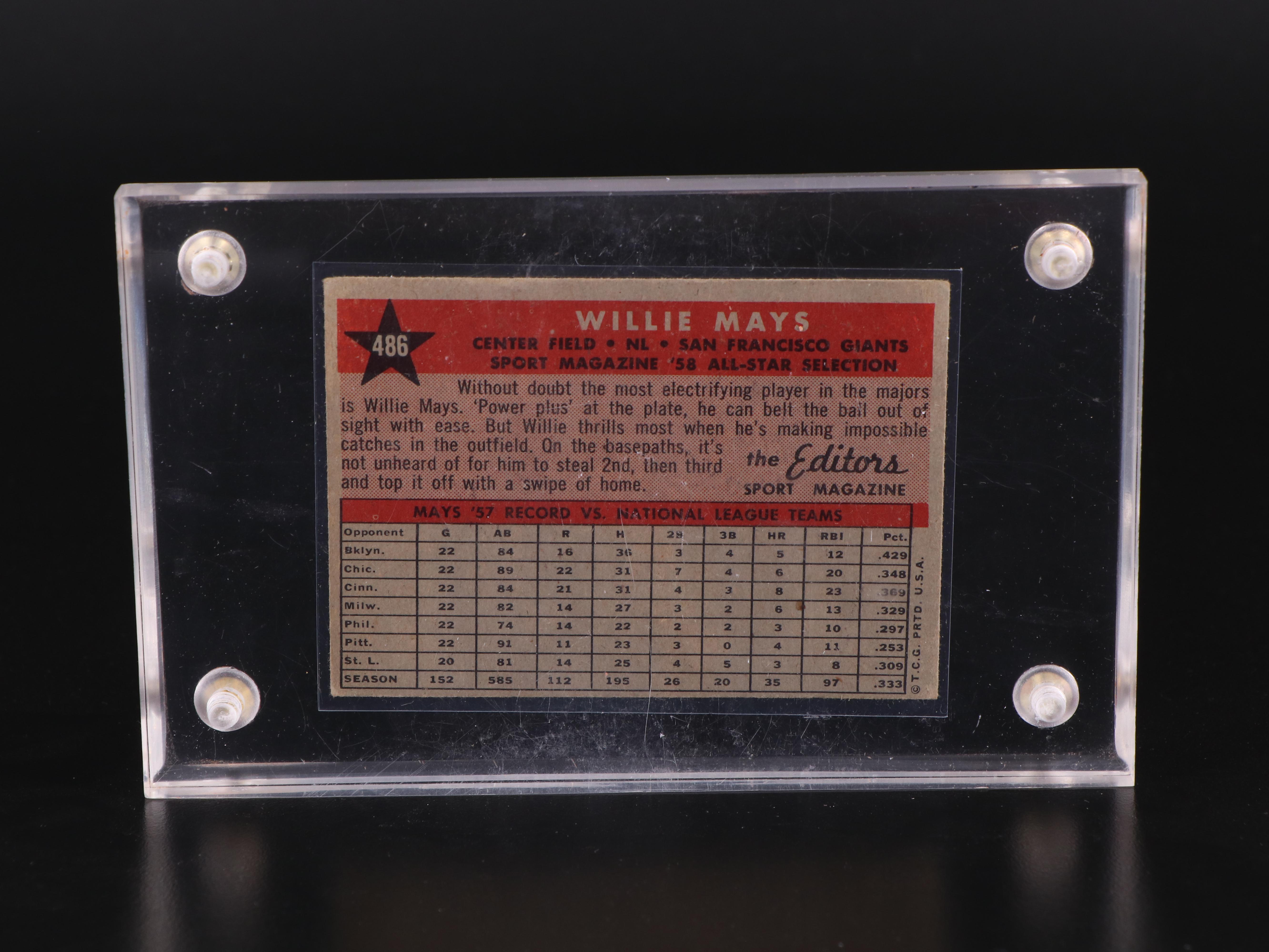 1956 Topps Roberto Clemente and 1958 Topps Willie Mays All-Star Baseball Cards