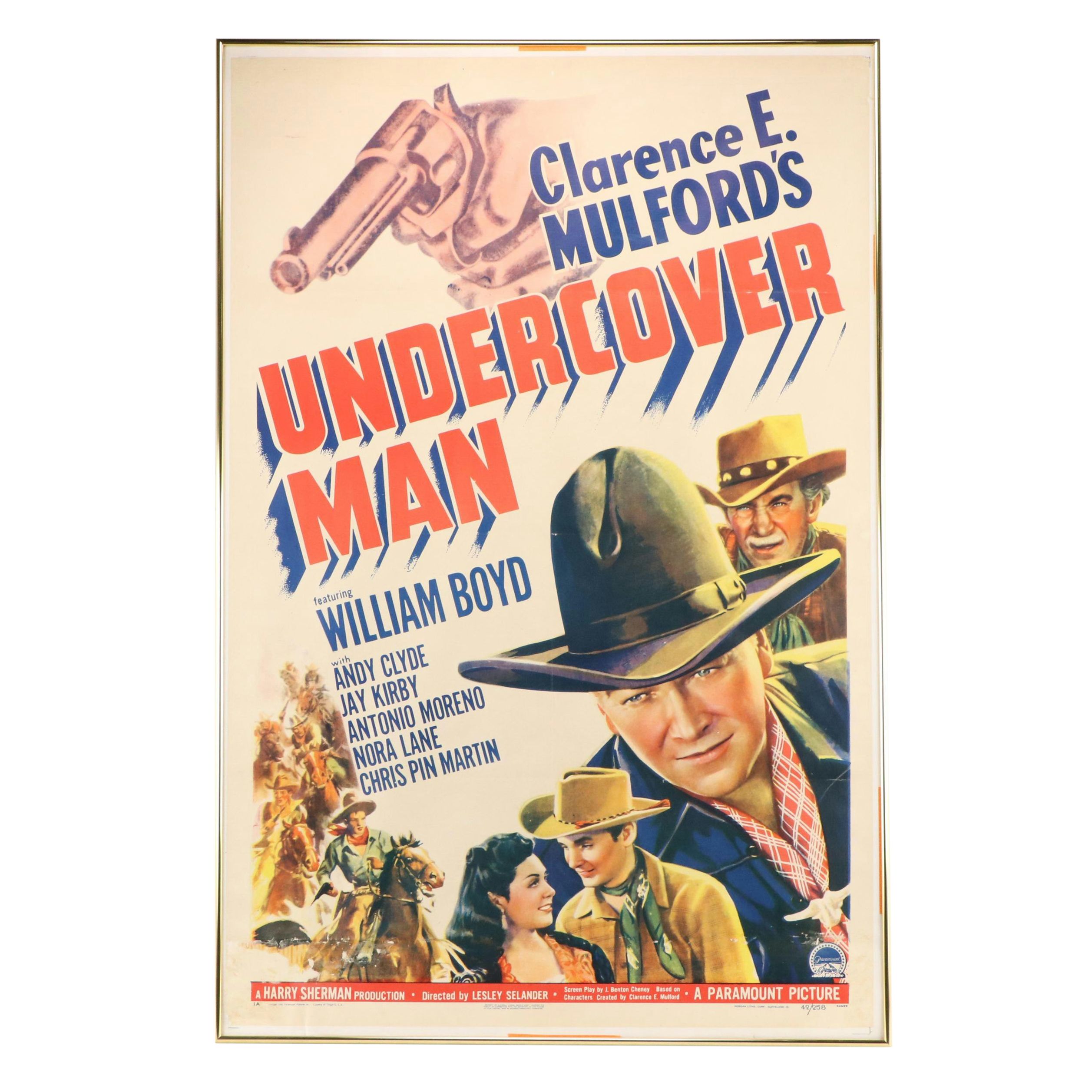 Film Poster featuring William Boyd as Hopalong Cassidy  "Undercover Man," 1949