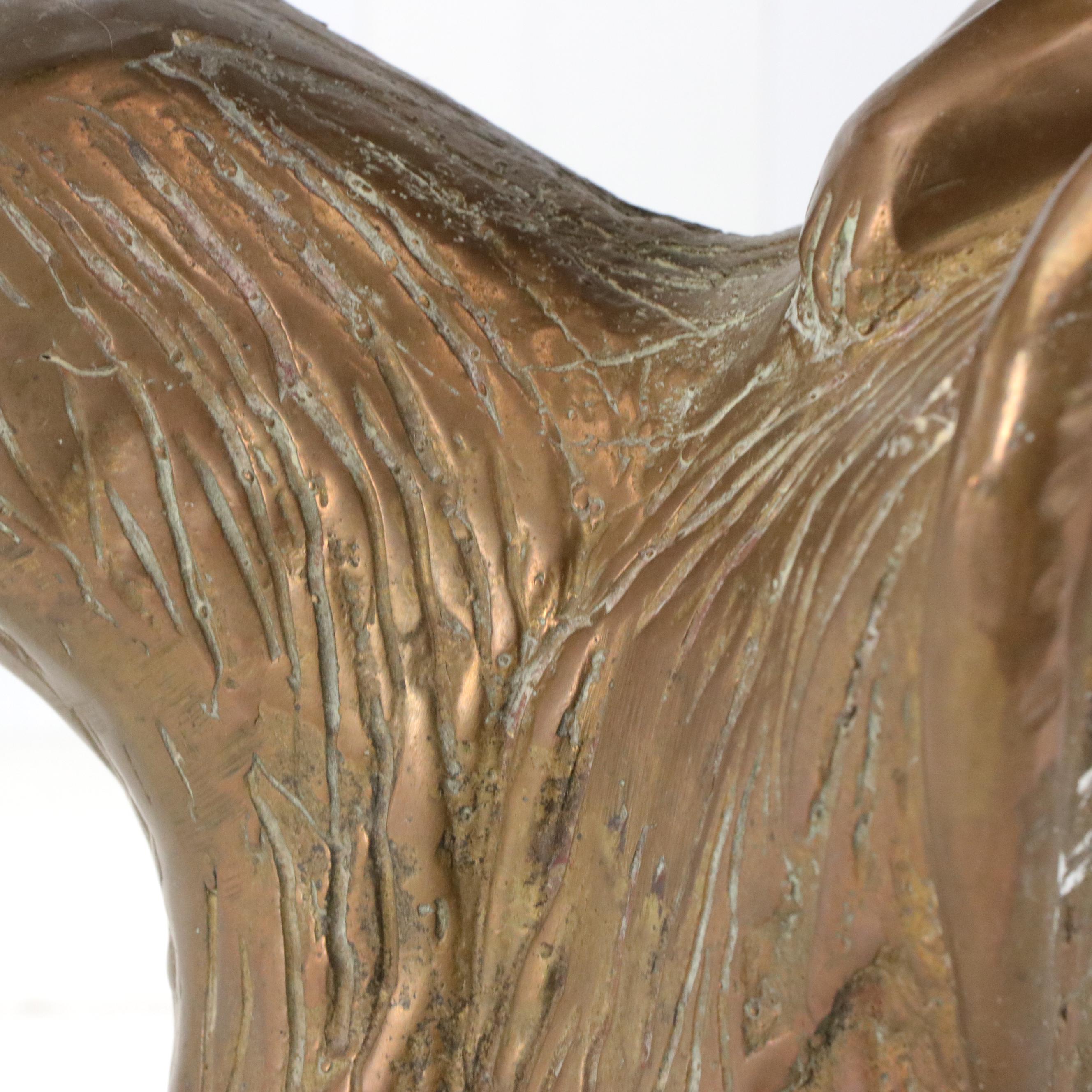 Brass Big Cat Statuette, Late 20th Century