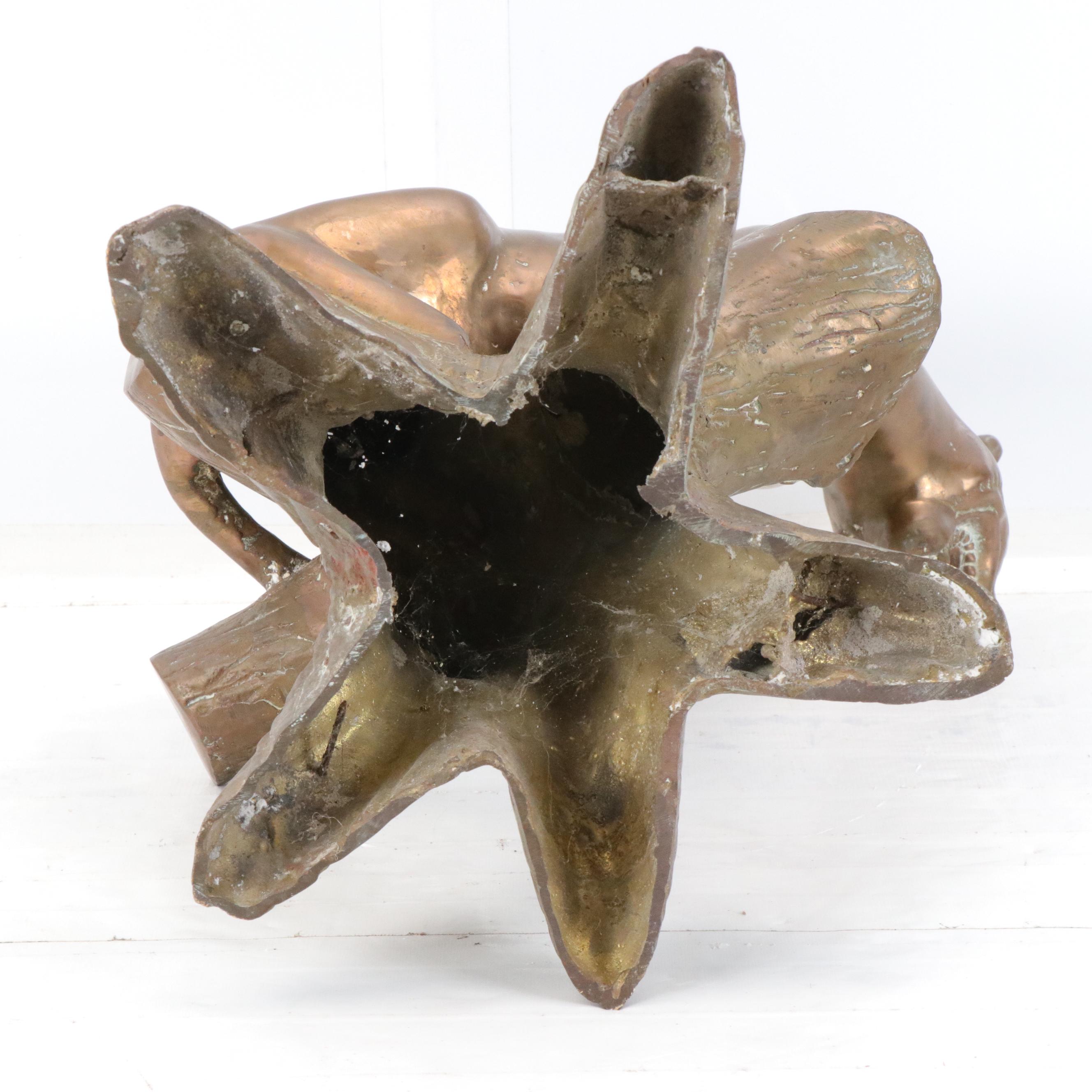 Brass Big Cat Statuette, Late 20th Century