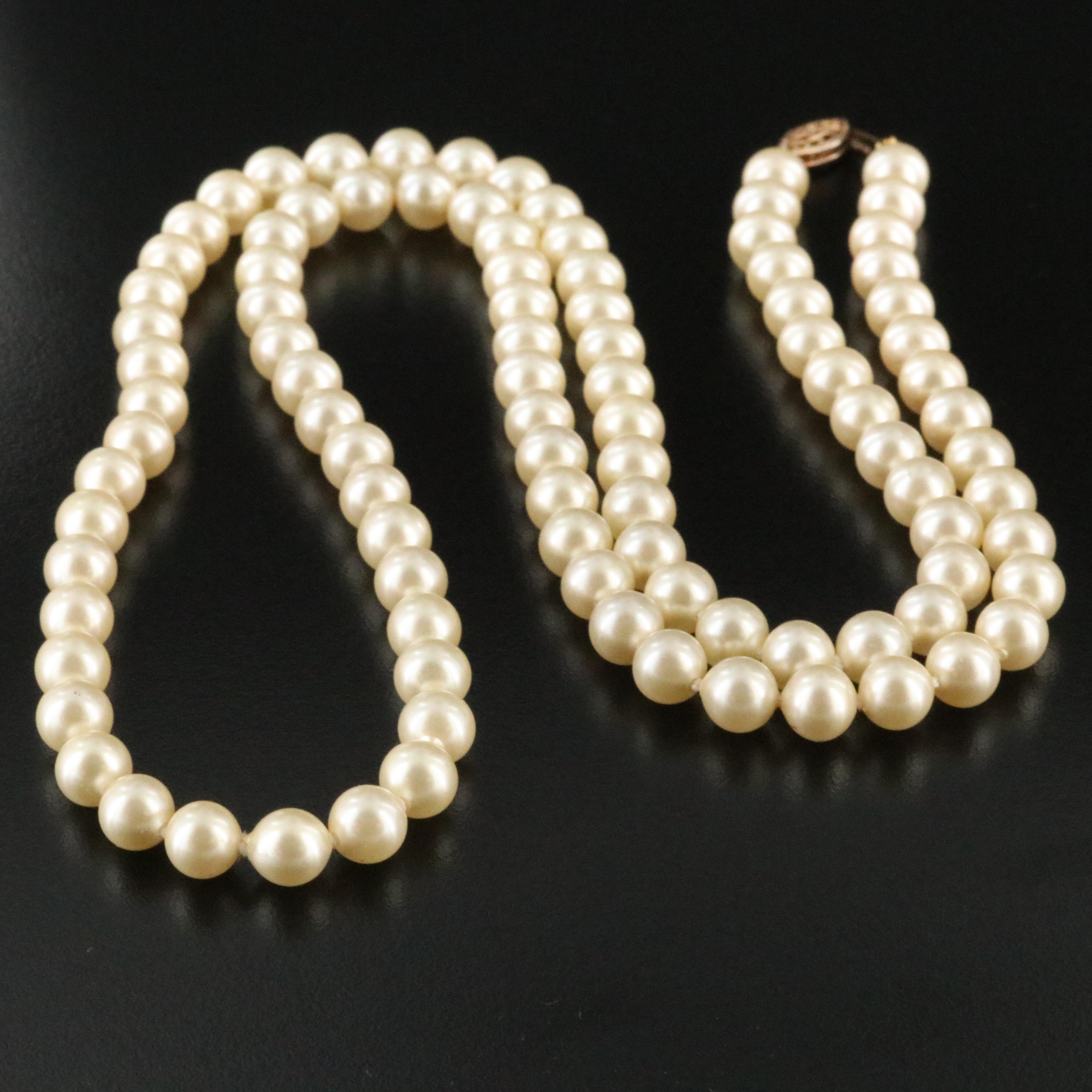 Faux Pearl Necklace with Sterling Clasp